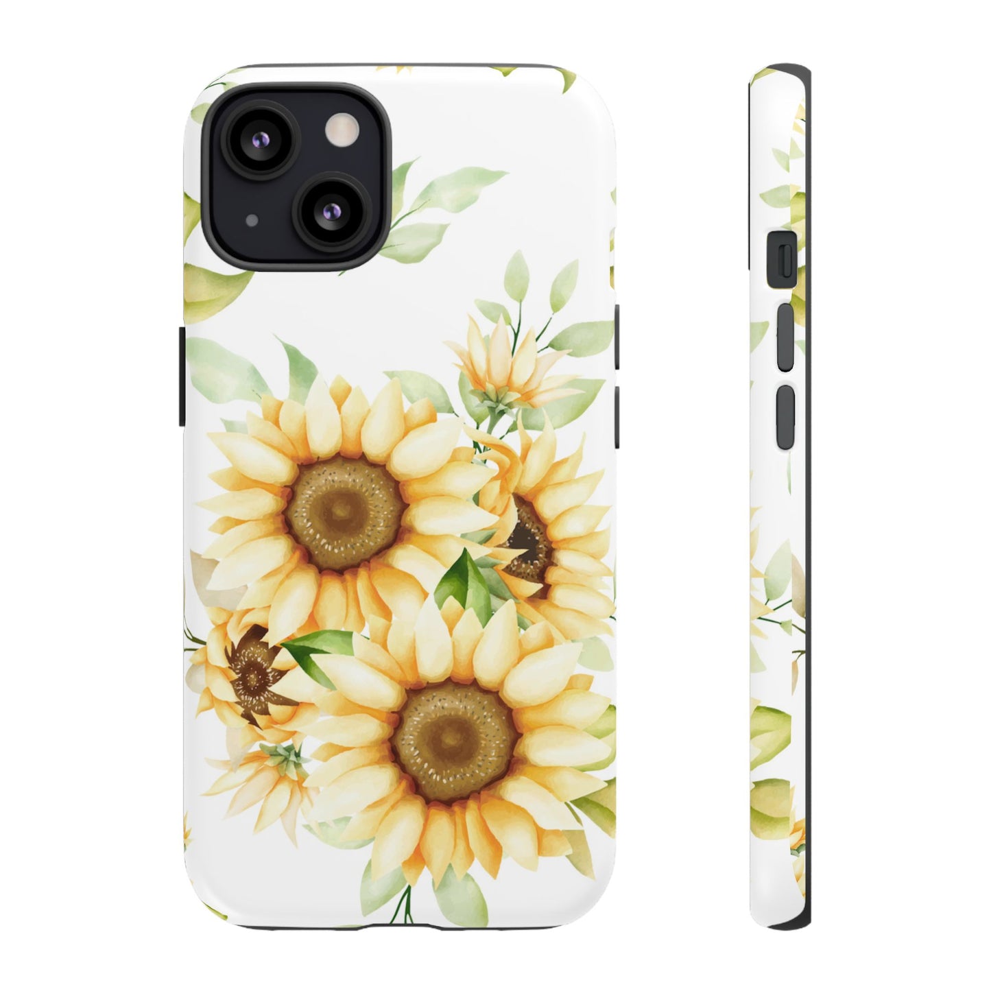 Sunflower Floral Tough Phone Case - Watercolor Botanical Art, Bright Nature Aesthetic, Compatible with iPhone, Galaxy, and Google Phones
