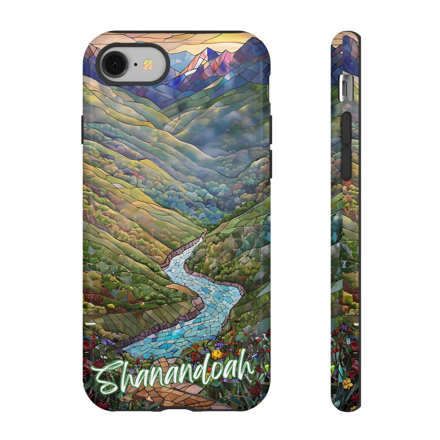 Shenandoah Mosaic Tough Phone Case - Blue Ridge Mountain Art, Scenic Forest Aesthetic, Compatible with iPhone, Galaxy, and Google Phones