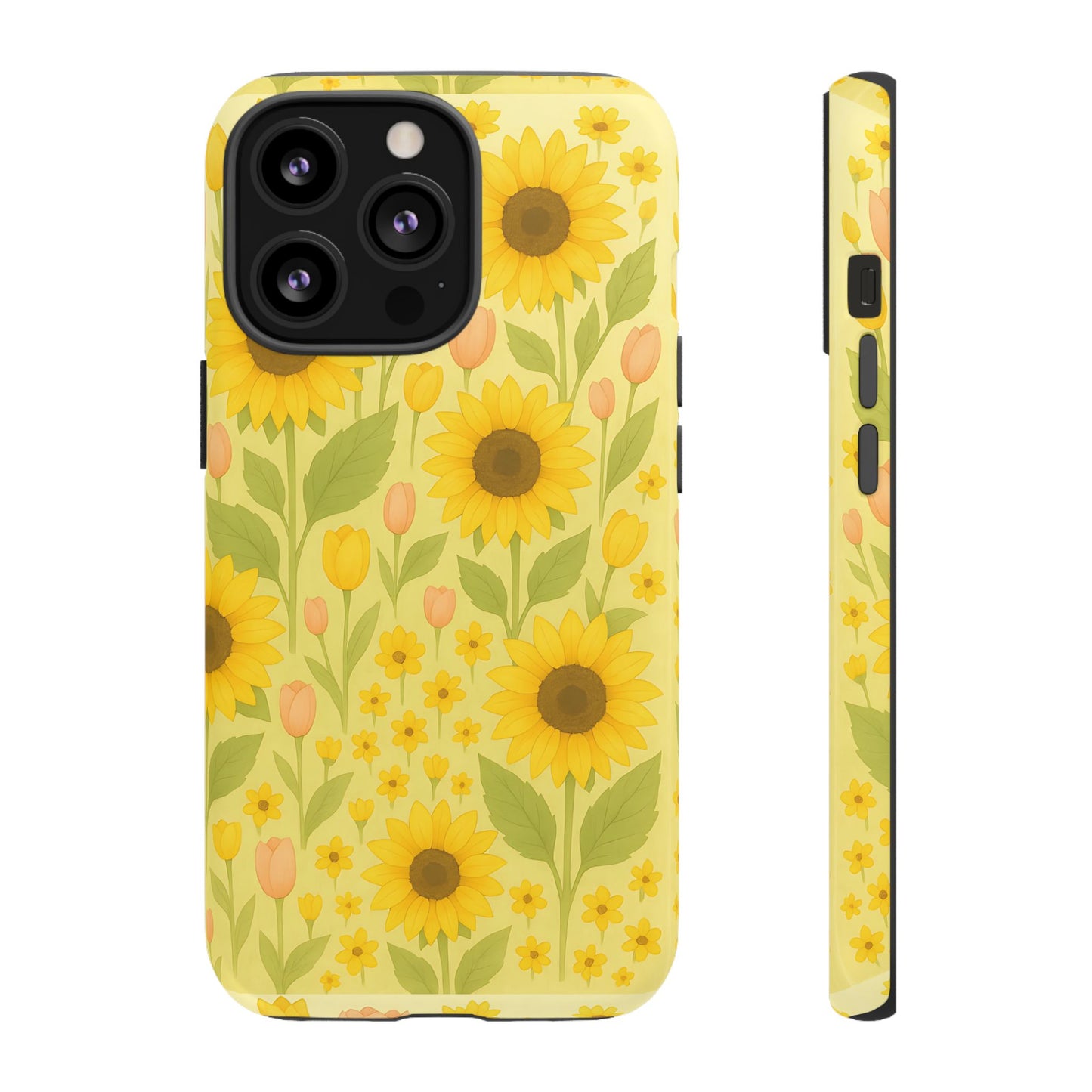 Sunflower Floral Phone Case, Watercolor Botanical Print, Aesthetic Tough Phone Case, Compatible with iPhone, Galaxy, Google
