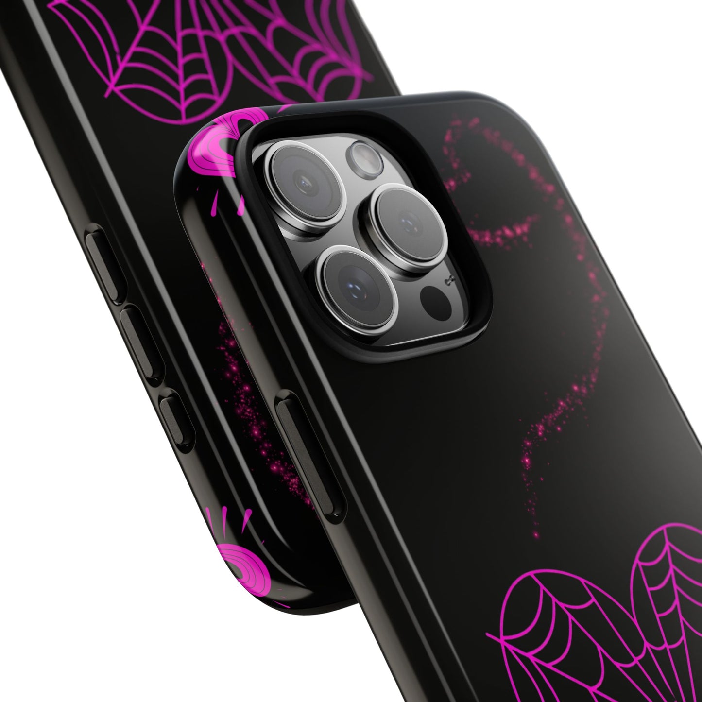 Pink Heart Web Tough Phone Case, Coquette Halloween Aesthetic, Creepy Spider Love Design, Compatible with iPhone, Galaxy, and Google Phones
