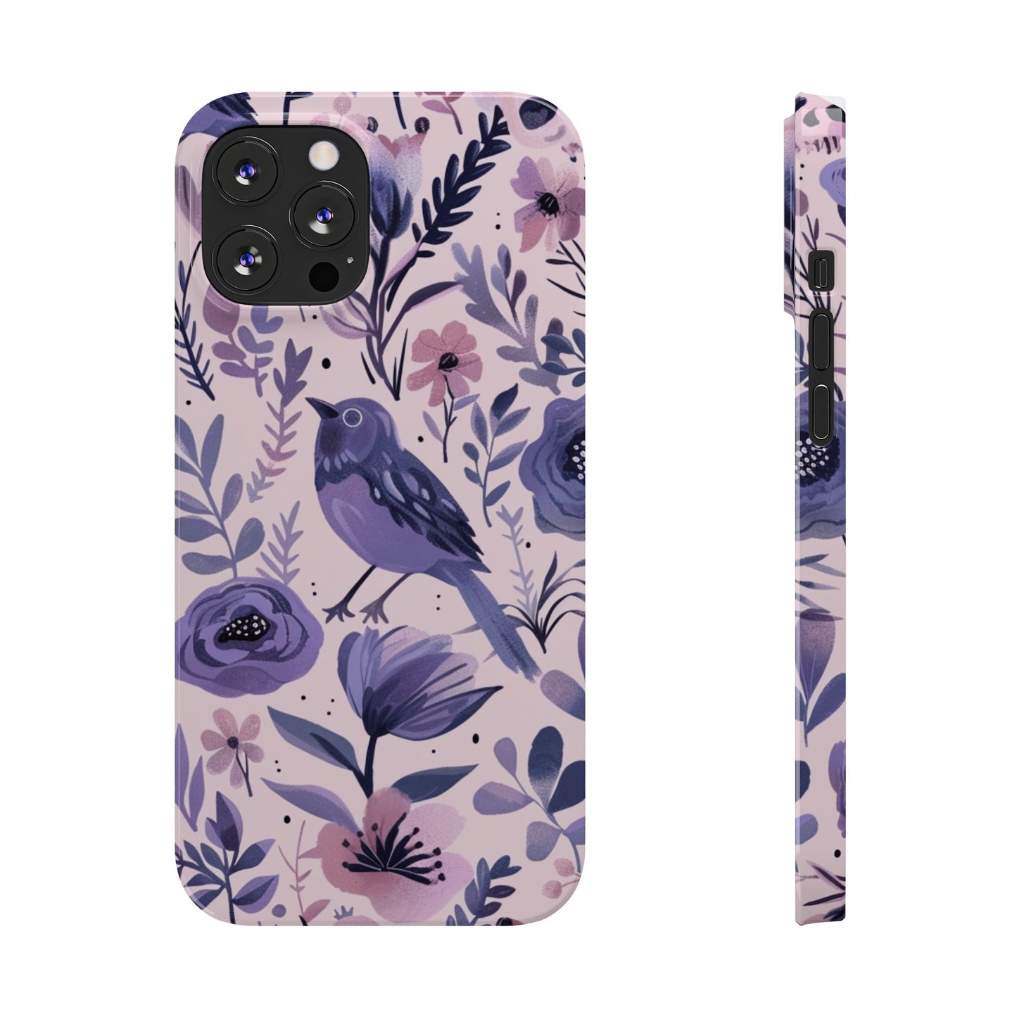 Floral Bird Slim Phone Case, Elegant Phone Cover, Cute Gift for Bird Lovers, Spring Vibes, Nature-Inspired