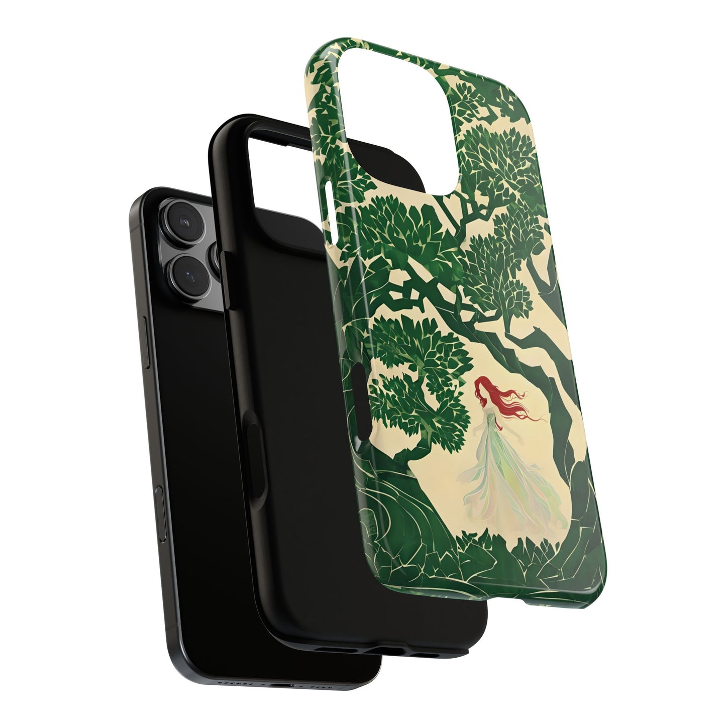 Ginger Fairy Tough Phone Case, Enchanted Forest Redhead Art, Irish Green Fantasy Aesthetic Cover for iPhone Galaxy Google