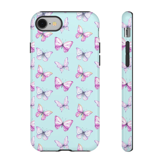 Pastel Butterfly Pattern Tough Phone Case - Cottagecore Insect Art, Nature-Inspired Design Compatible with iPhone, Galaxy, and Google Phones