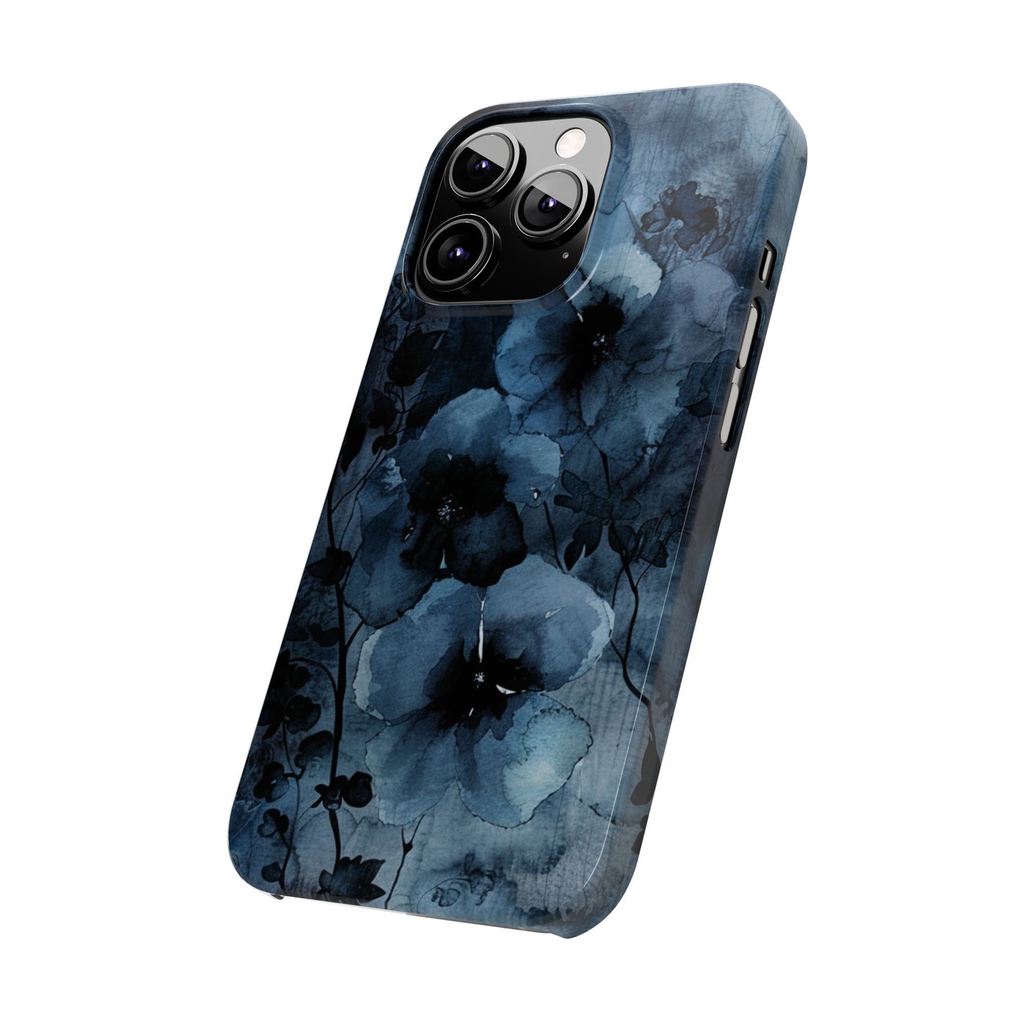 Elegant Floral Slim Phone Cases | Trendy Phone Cover, Blue Flower Design, Gift for Her, Stylish Mobile Case, Floral Accessories