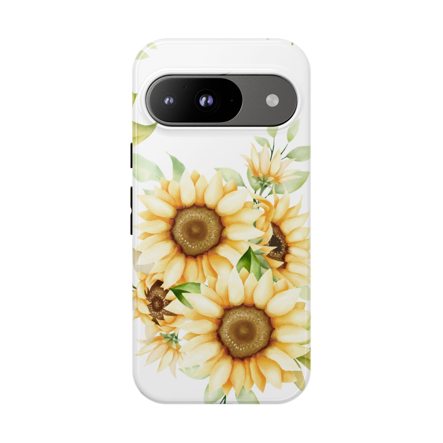 Sunflower Floral Tough Phone Case - Watercolor Botanical Art, Bright Nature Aesthetic, Compatible with iPhone, Galaxy, and Google Phones