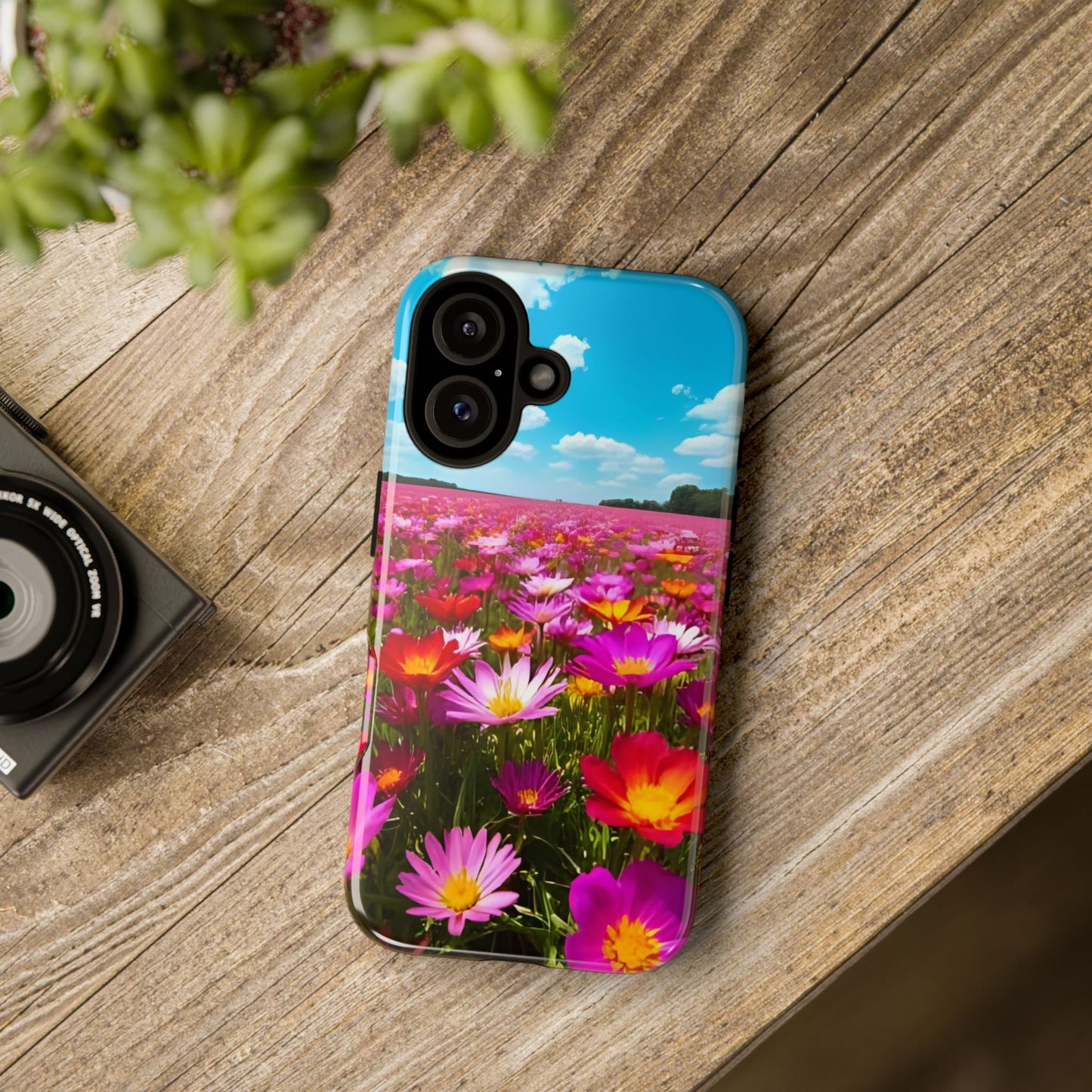 Flower Field Tough Phone Case - Wildflower Meadow Print, Colorful Nature Aesthetic, Compatible with iPhone, Galaxy, and Google Phones