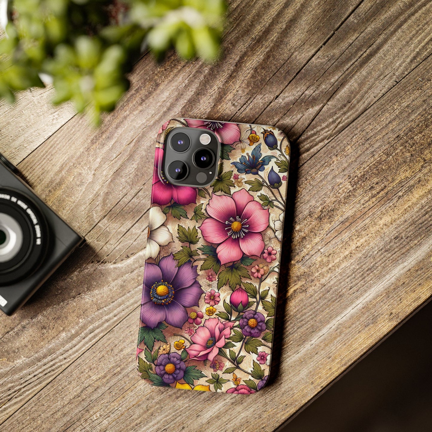 Floral Slim Phone Case - Vibrant Flower Design, Unique Floral iPhone Cover, Flower Phone Case, Gift for Her, Stylish Accessories