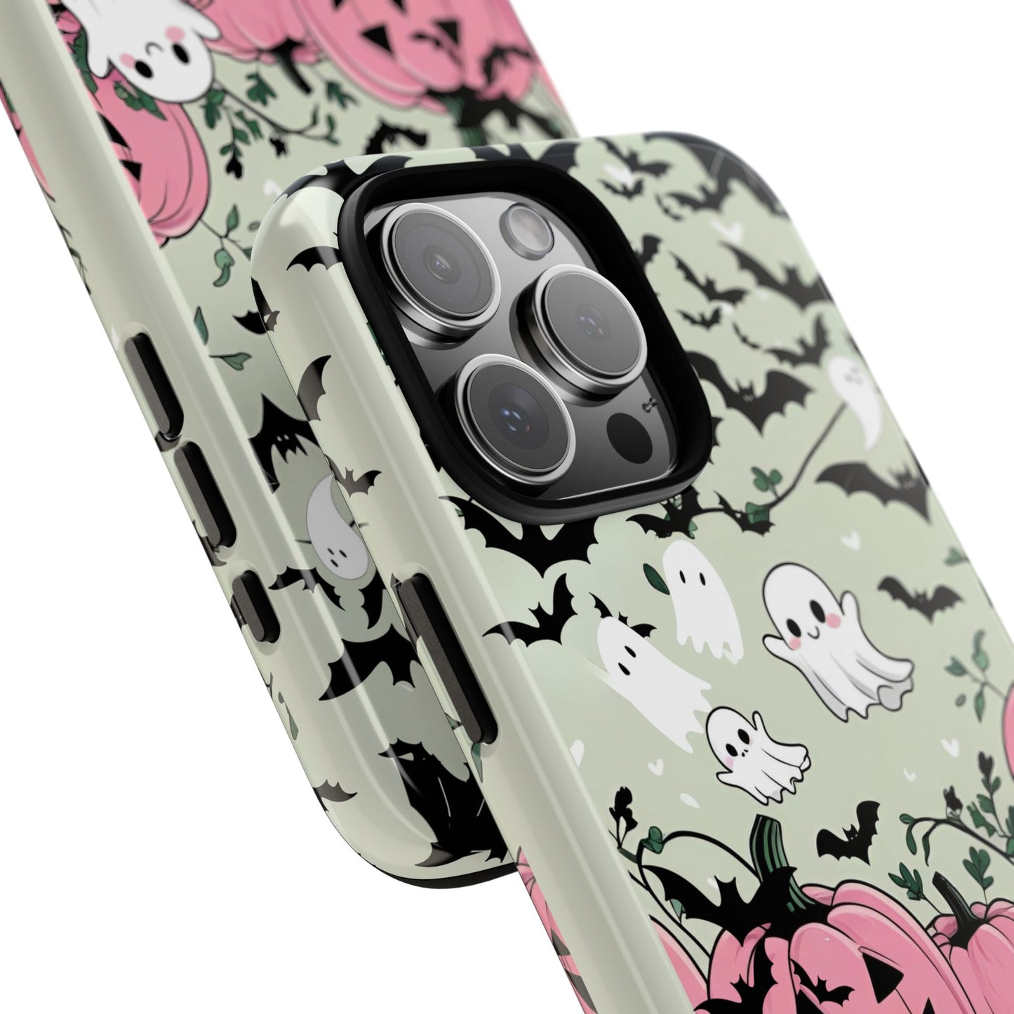 Soft Spooky Phone Case, Coquette Ghost Case, Pastel Halloween Aesthetic, Cute Pink Pumpkin Cover, Muted Color Halloween Gift