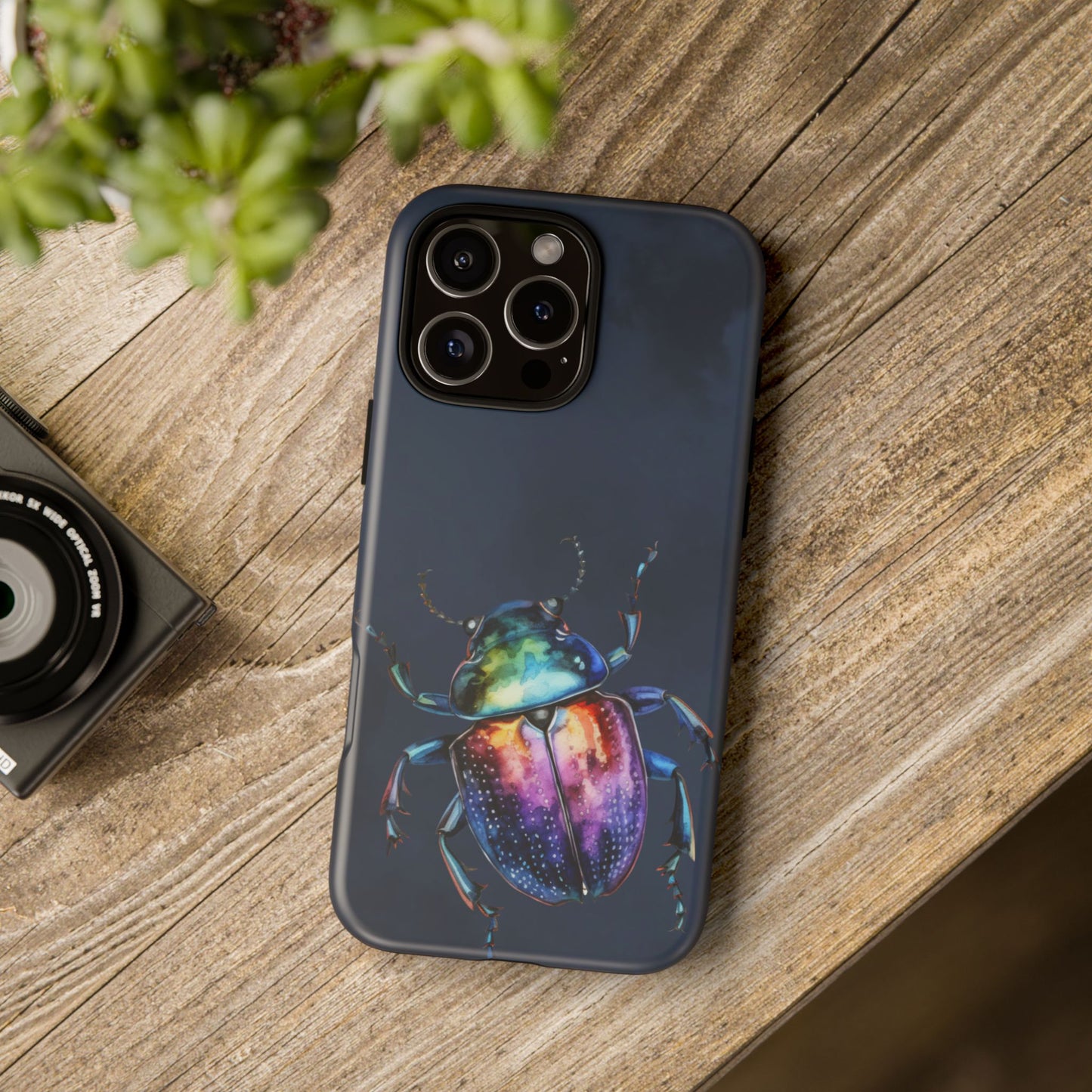 Iridescent Beetle Tough Phone Case - Insect Art Design, Nature-Inspired Pattern, Compatible with iPhone, Galaxy, and Google Phones