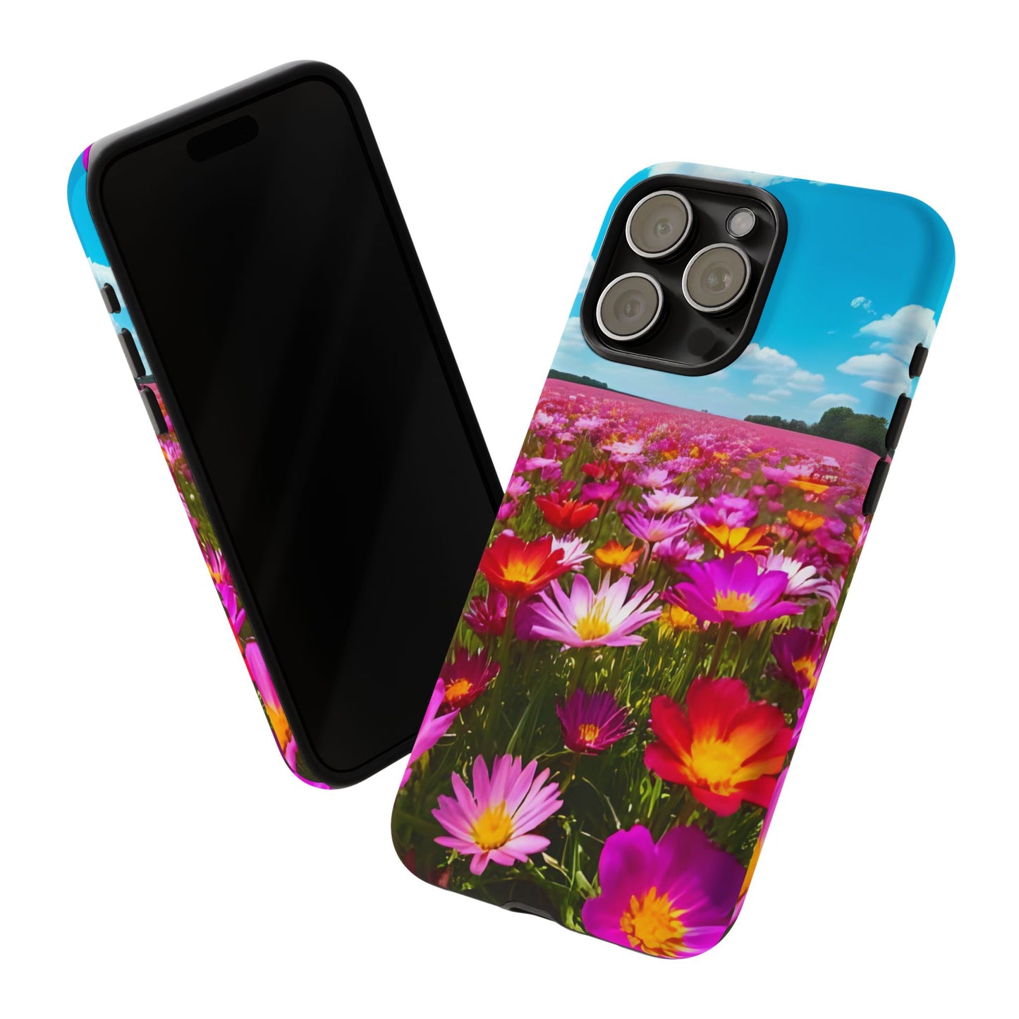 Flower Field Tough Phone Case - Wildflower Meadow Print, Colorful Nature Aesthetic, Compatible with iPhone, Galaxy, and Google Phones