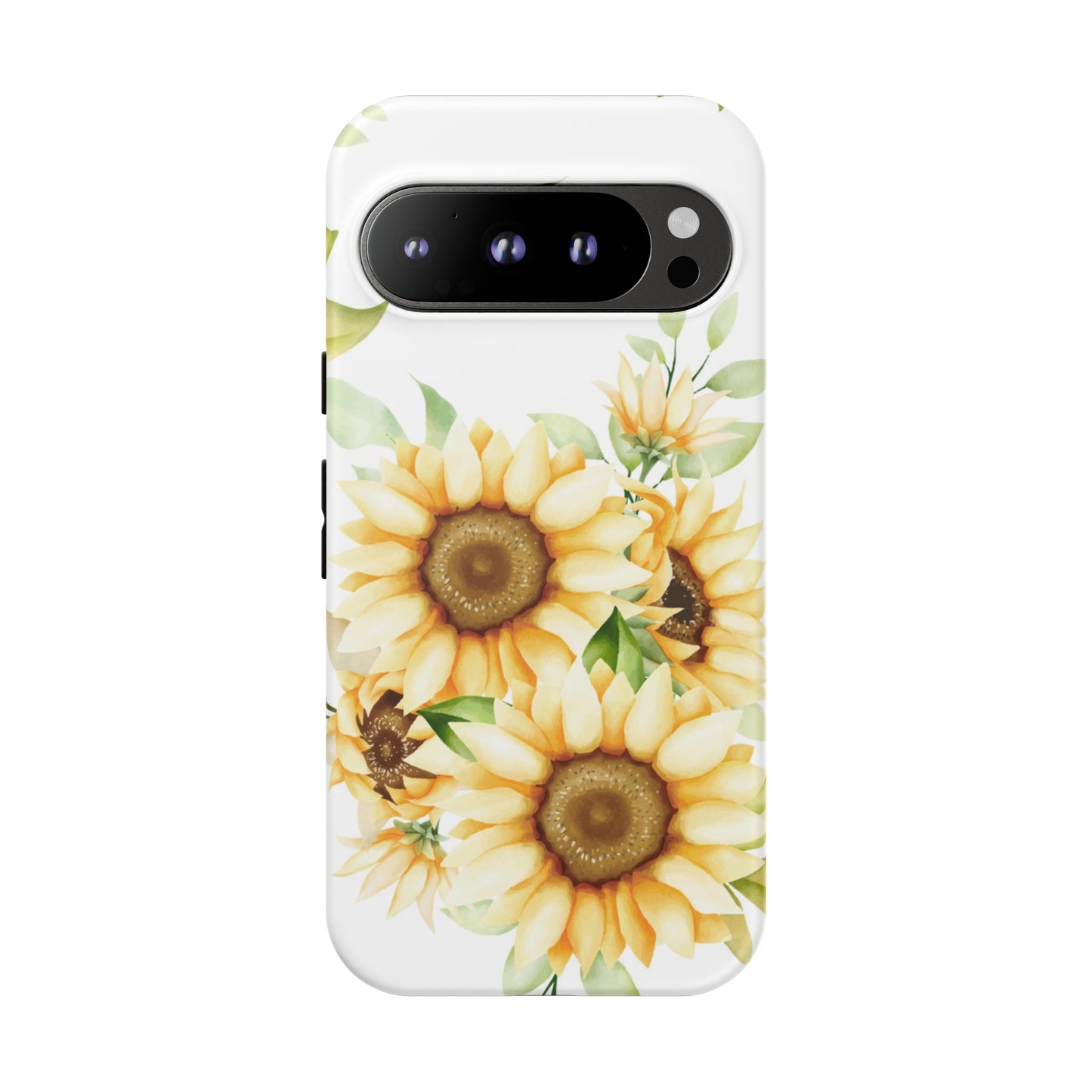 Sunflower Floral Tough Phone Case - Watercolor Botanical Art, Bright Nature Aesthetic, Compatible with iPhone, Galaxy, and Google Phones