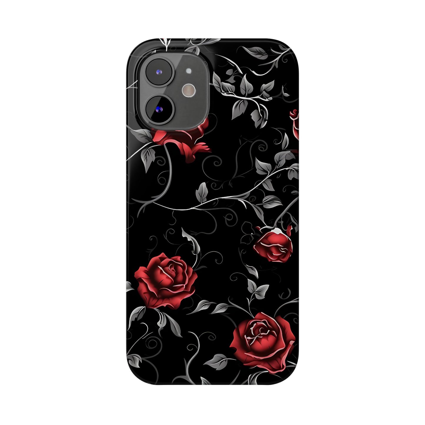 Elegant Floral Slim Phone Cases, Gothic Style Case, Rose Design Cover, Unique Gift for Her, Phone Accessories, Modern Chic