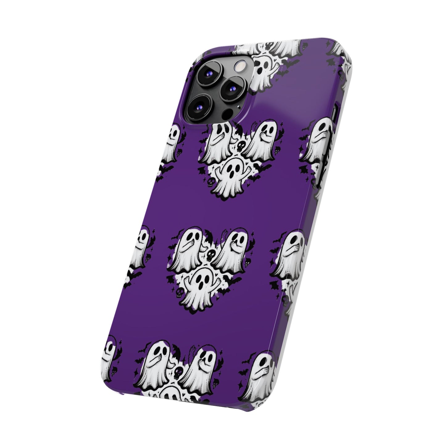 Cute Ghost Heart Slim Phone Case, Creepy Cute Spooky Heart Print, Goth Coquette Aesthetic Spooky Accessories, Halloween Gift Case