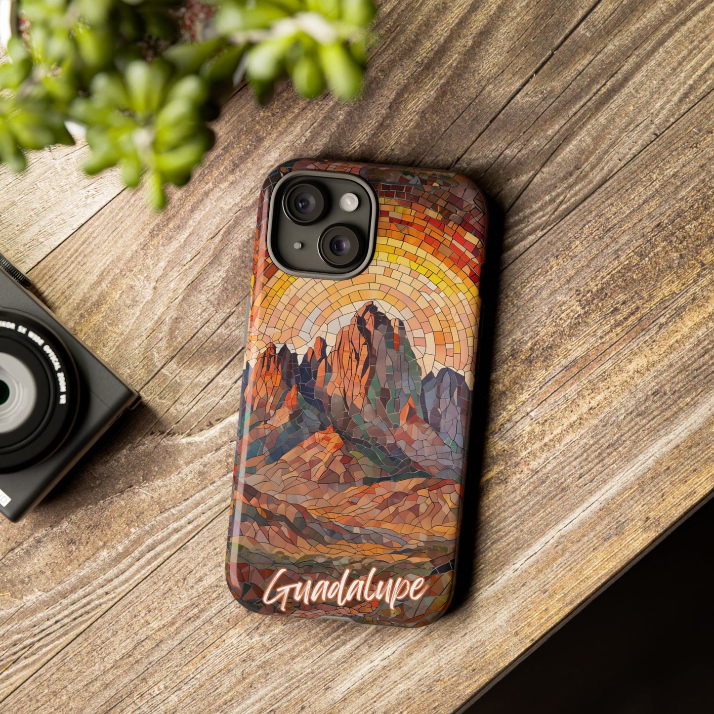Guadalupe Mountains Mosaic Tough Phone Case, Scenic Mountain Art, National Park Aesthetic, Compatible with iPhone, Galaxy, and Google Phones