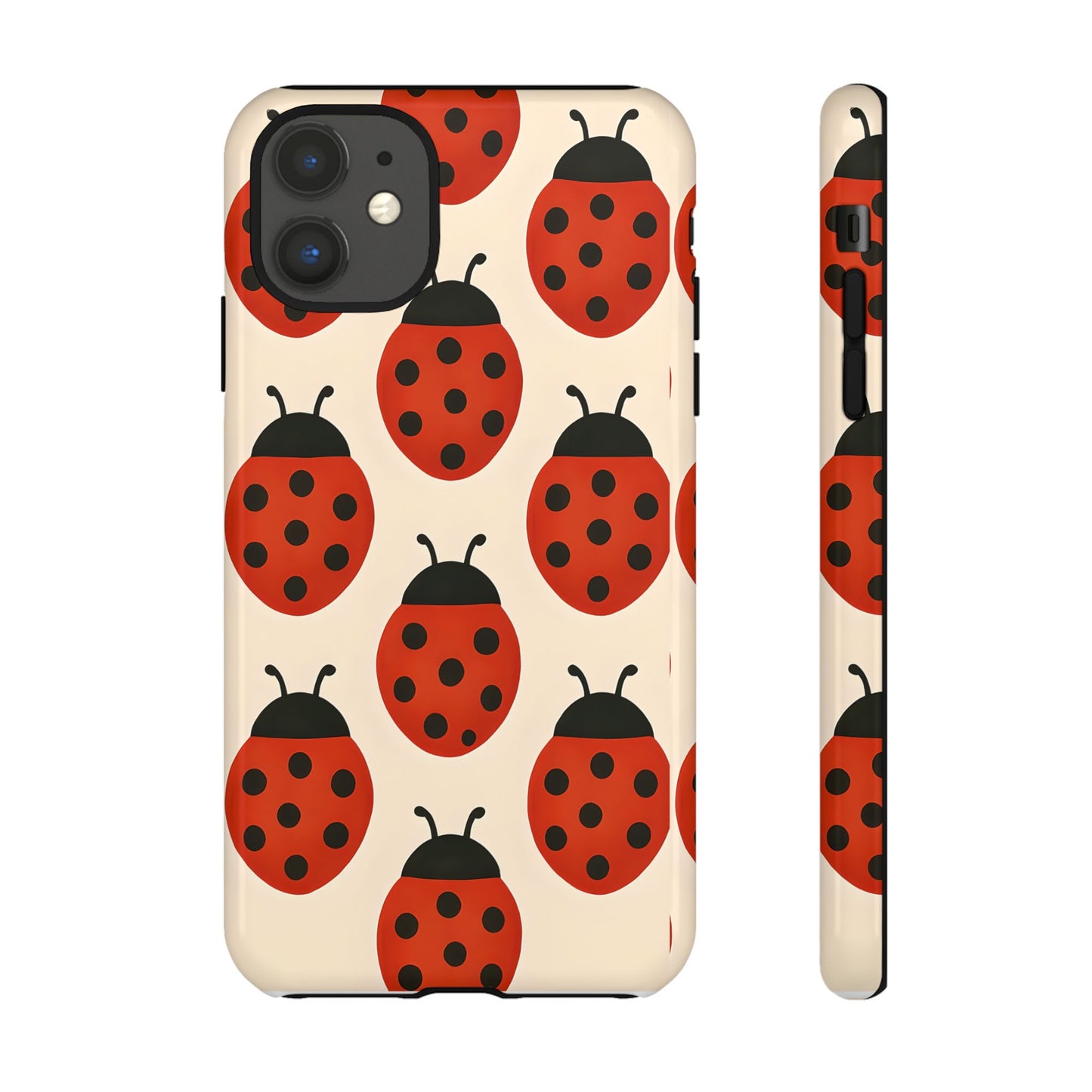 Cute Ladybug Tough Phone Case - Red and Black Insect Pattern, Nature-Inspired Design, Compatible with iPhone, Galaxy, and Google Phones