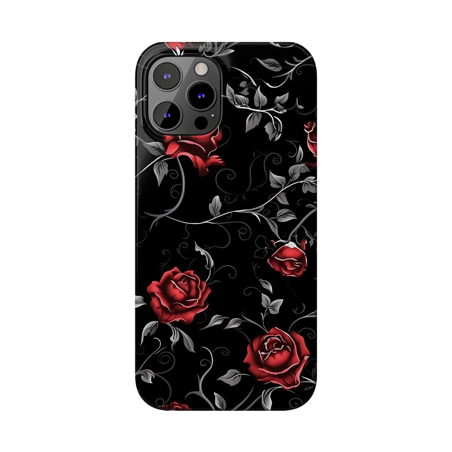 Elegant Floral Slim Phone Cases, Gothic Style Case, Rose Design Cover, Unique Gift for Her, Phone Accessories, Modern Chic