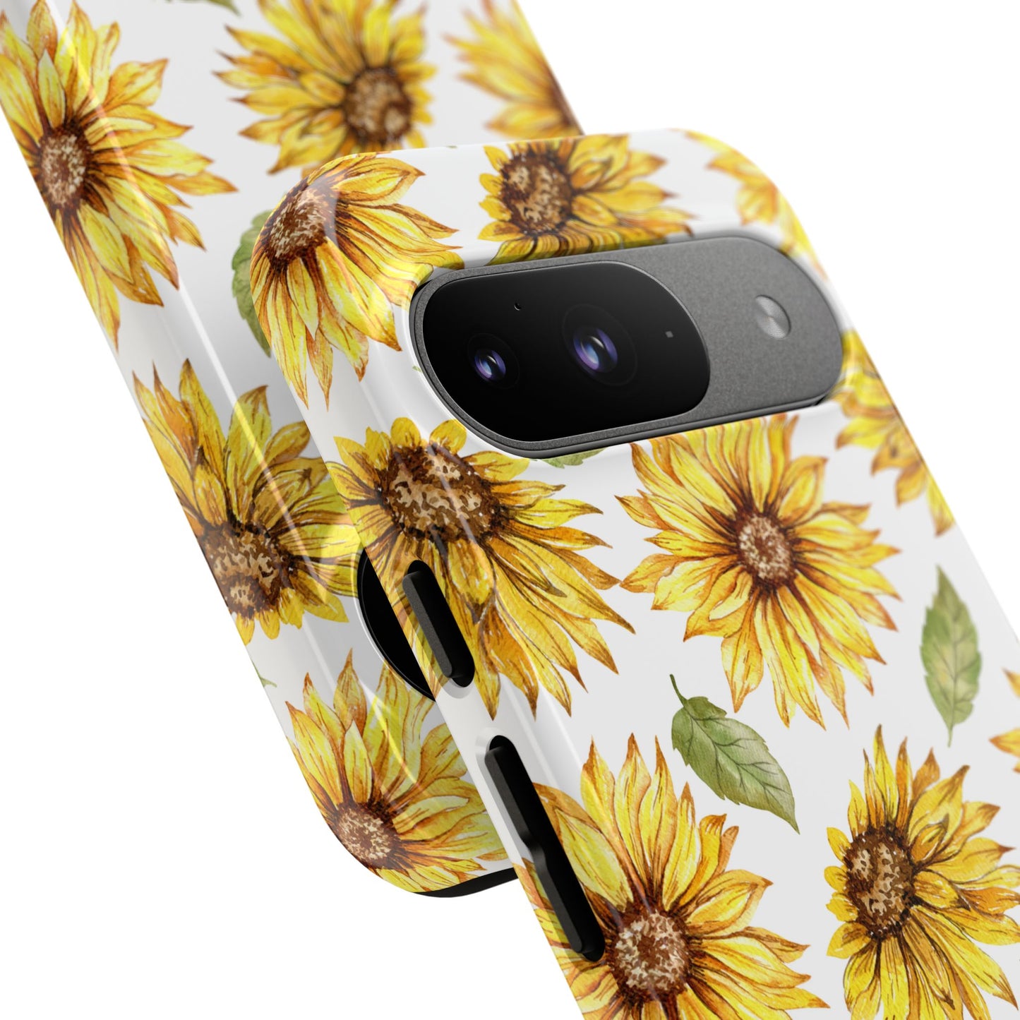 Sunflower Floral Tough Phone Case - Watercolor Botanical Print, Bright Nature Aesthetic, Compatible with iPhone, Galaxy, and Google Phones