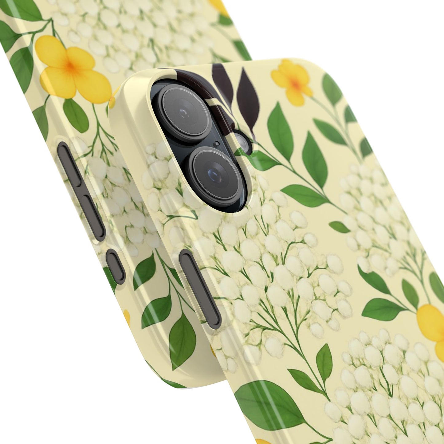 Delicate Floral Print Phone Case, Autumn Botanical Slim Phone Case, Aesthetic Flower Phone Cover Compatible with iPhone, Galaxy, Google
