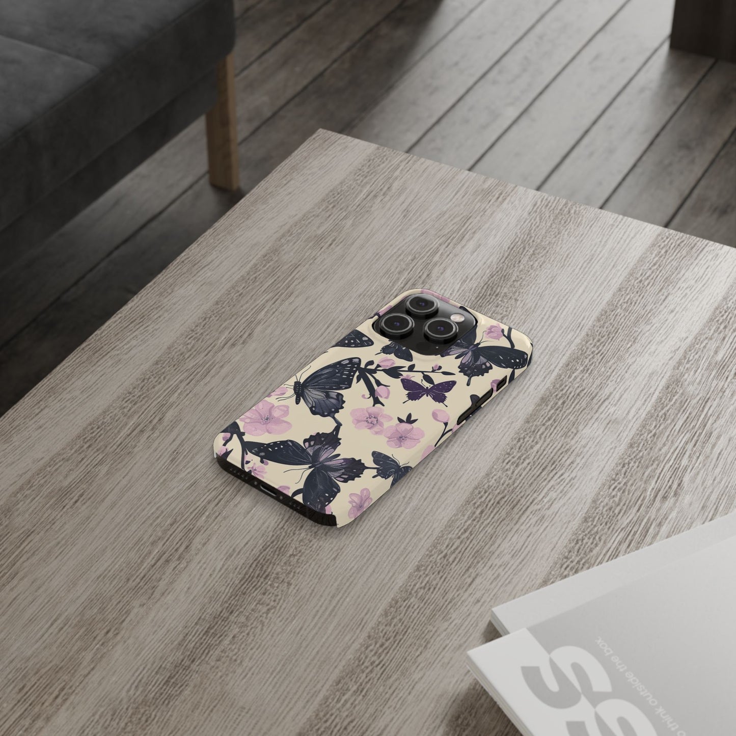 Butterfly Floral Slim Phone Cases, Elegant Butterfly Design, Nature Lover Gift, Phone Accessory, Stylish Cases for Women