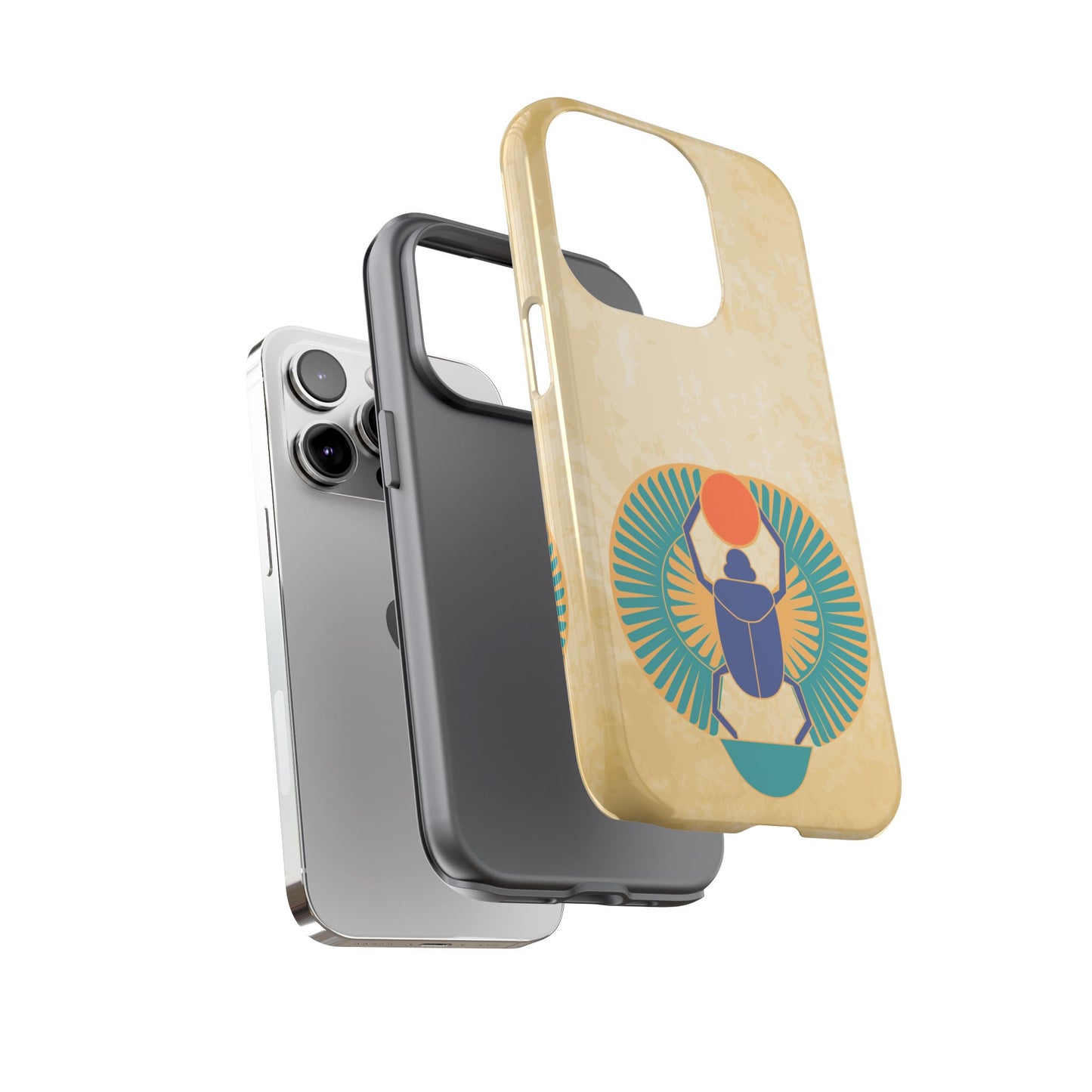 Ancient Egyptian Scarab Beetle Tough Phone Case - Symbol of Rebirth Design, Mythological Art, Compatible with iPhone, Galaxy, and Google