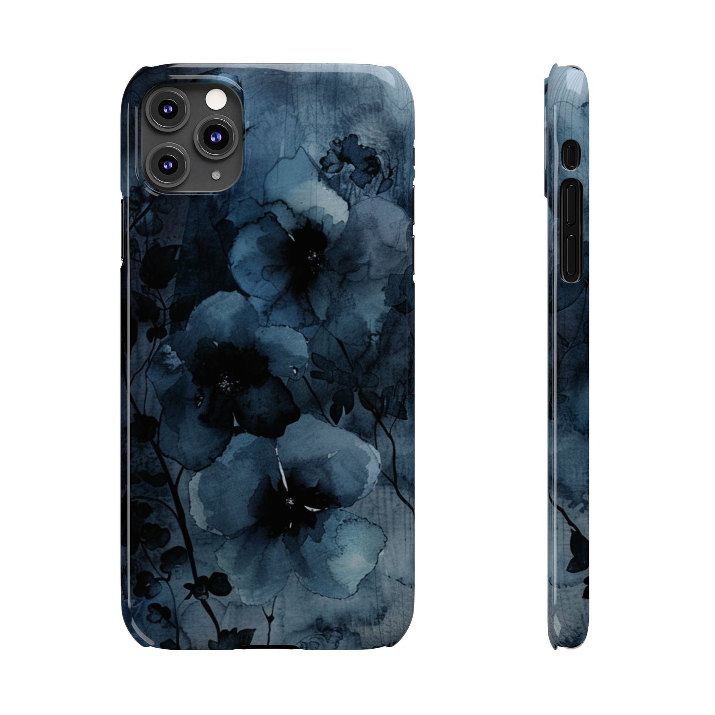 Elegant Floral Slim Phone Cases | Trendy Phone Cover, Blue Flower Design, Gift for Her, Stylish Mobile Case, Floral Accessories