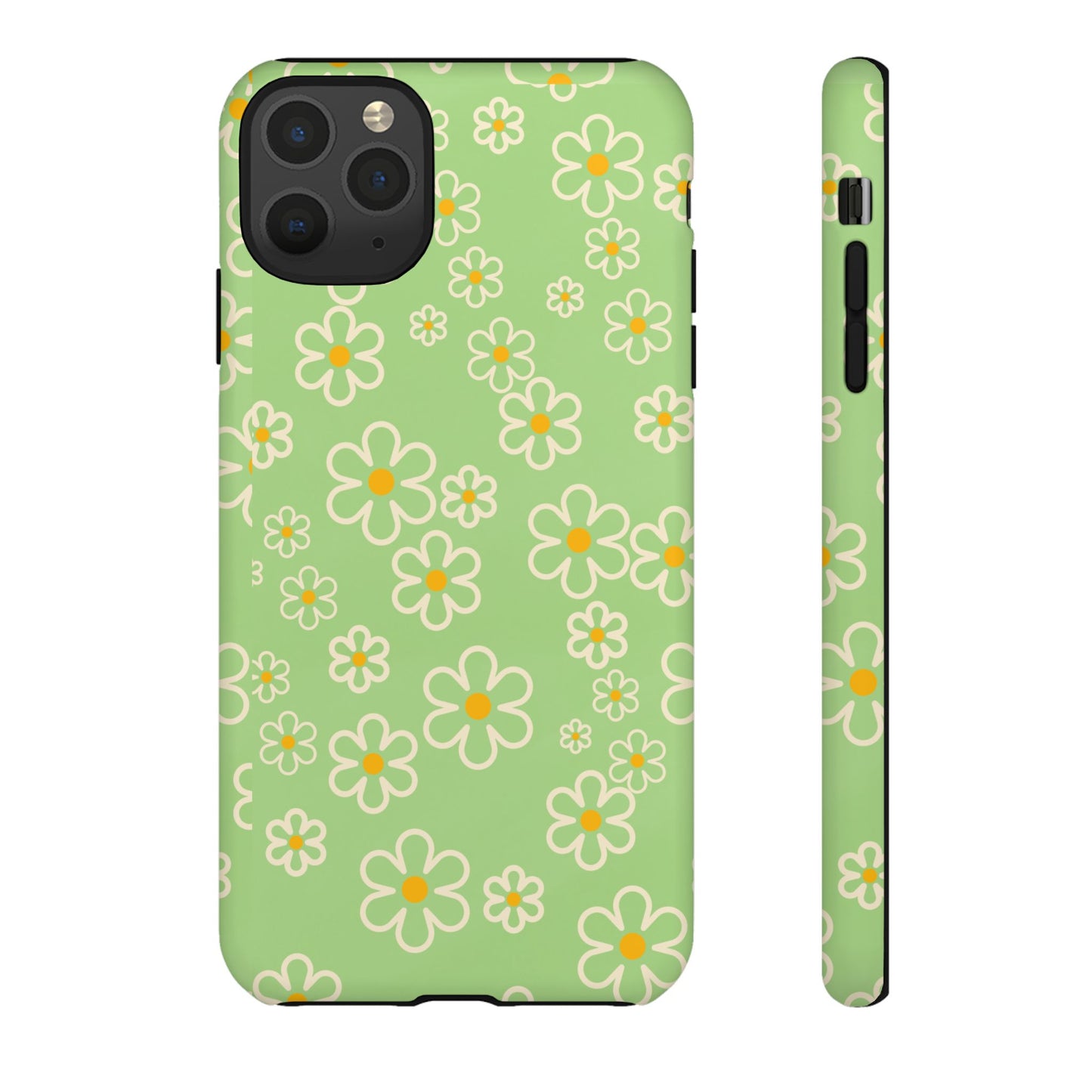 Minimal Daisy Flower Tough Phone Case - Retro Coquette Floral Print, Cute Soft Aesthetic, Compatible with iPhone, Galaxy, and Google Phones
