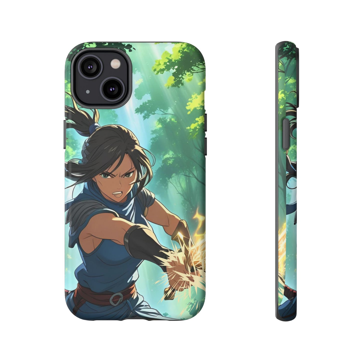 Anime Warrior Girl Tough Phone Case - Japanese Action Aesthetic, Fierce Heroine Design, Compatible with iPhone, Galaxy, and Google Phones