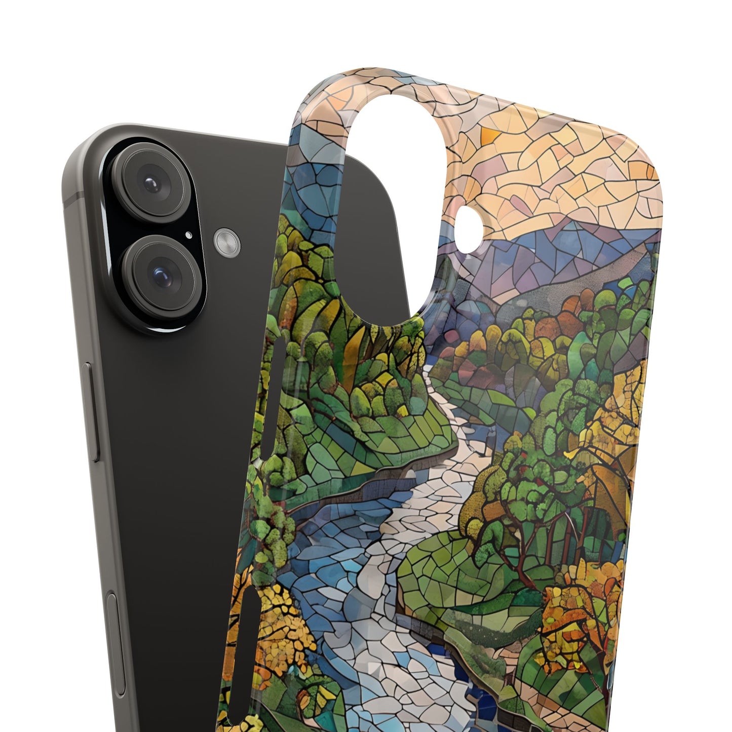 Cuyahoga Valley Mosaic Slim Phone Case, Midwest Forest Art, Scenic Nature Aesthetic, Unique Gift for Nature Lovers