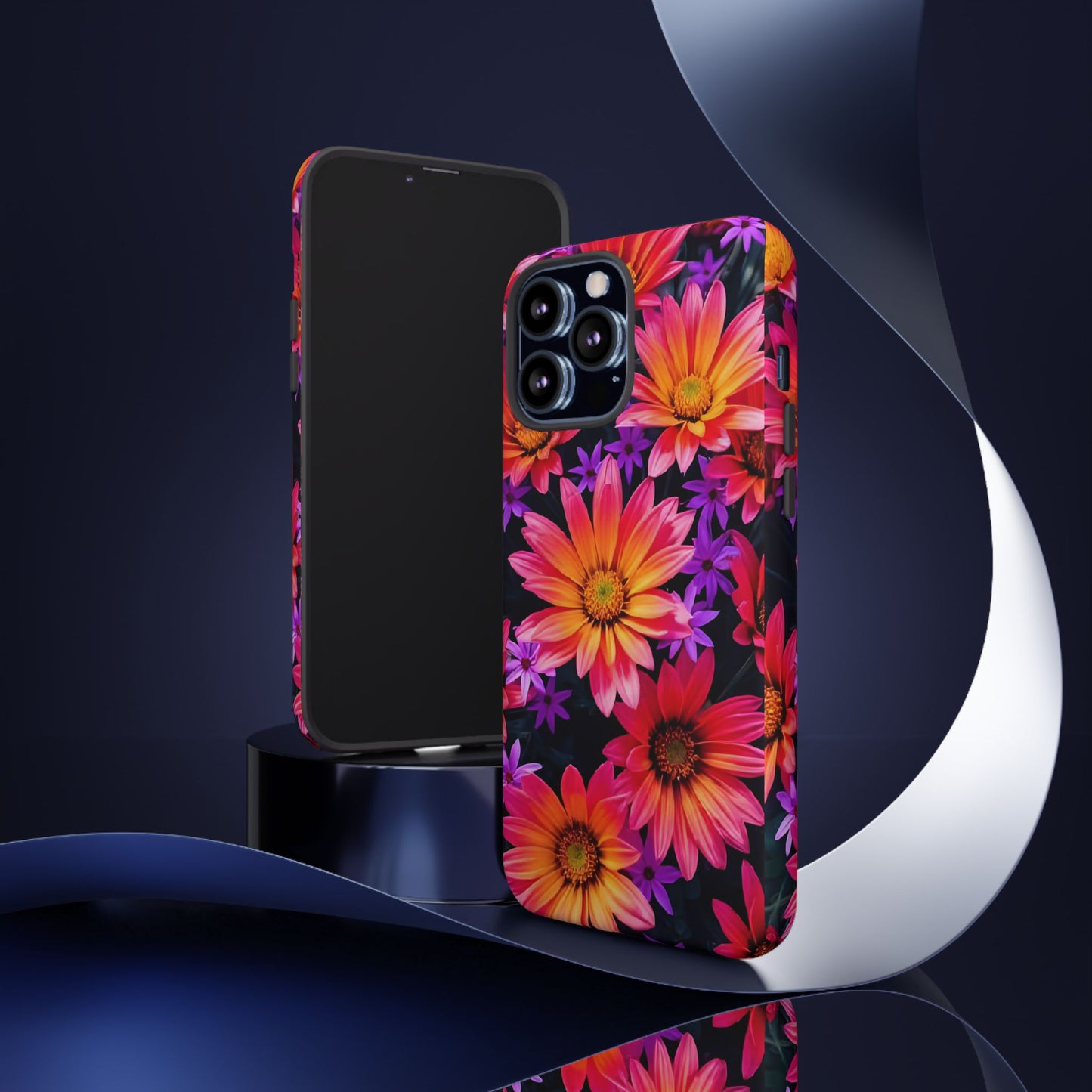 Bold Garden Flower Tough Phone Case - Colorful Floral Print, Bright Botanical Aesthetic, Compatible with iPhone, Galaxy, and Google Phones