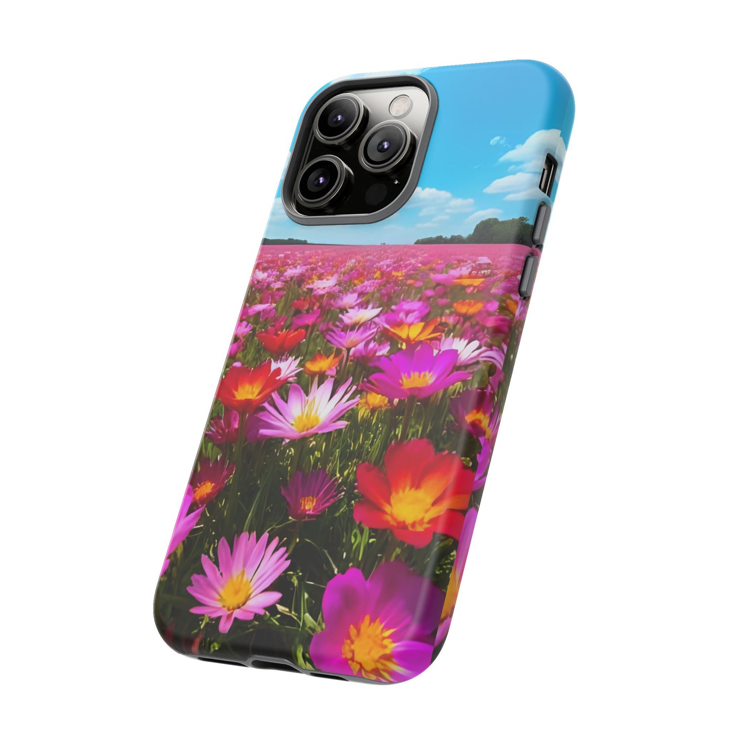 Flower Field Tough Phone Case - Wildflower Meadow Print, Colorful Nature Aesthetic, Compatible with iPhone, Galaxy, and Google Phones