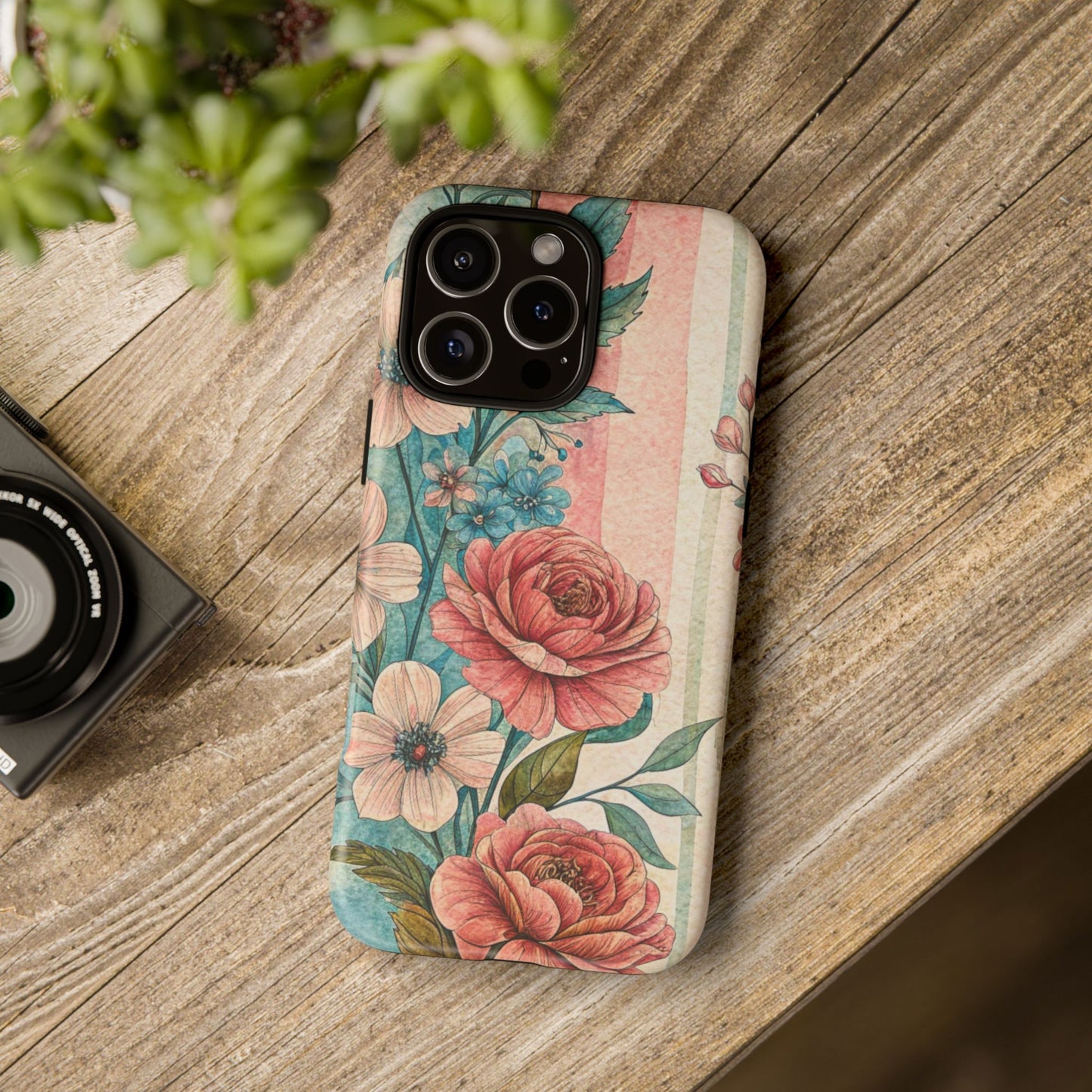 Vintage Floral Phone Case compatible with iPhone 16 pro max plus 15 14 13 12 11 10 9 8 X Samsung Pixel Pastel Roses Gift for Her, Mom,Sister