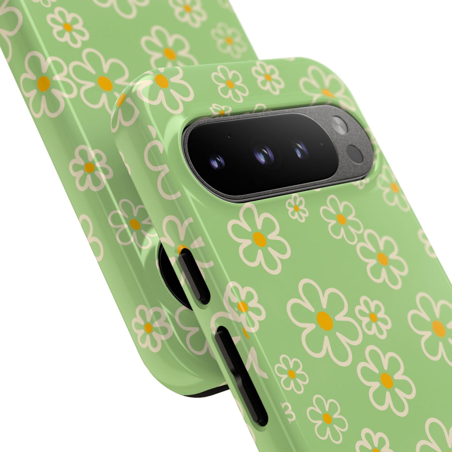 Minimal Daisy Flower Tough Phone Case - Retro Coquette Floral Print, Cute Soft Aesthetic, Compatible with iPhone, Galaxy, and Google Phones