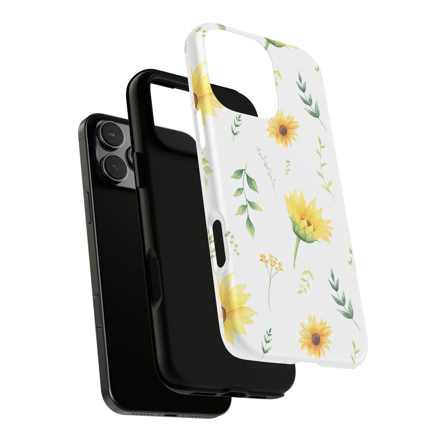 Sunflower Floral Tough Phone Case - Watercolor Botanical Print, Bright Nature Aesthetic, Compatible with iPhone, Galaxy, and Google Phones
