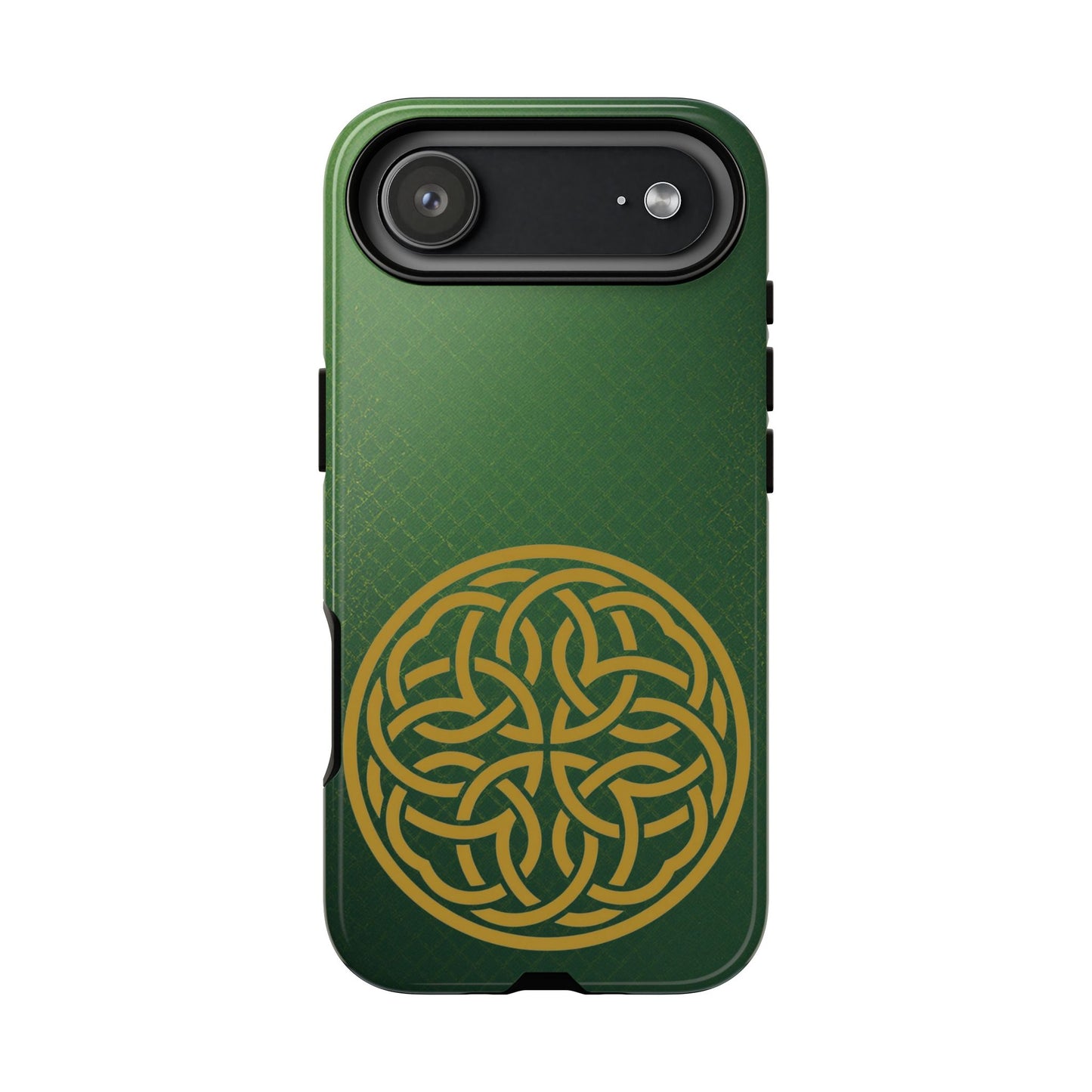 Celtic Shield Knot Tough Phone Case, Green Irish Medallion Design, Gold Celtic Knot iPhone Case, Irish Heritage Gift, Celtic Art Symbol
