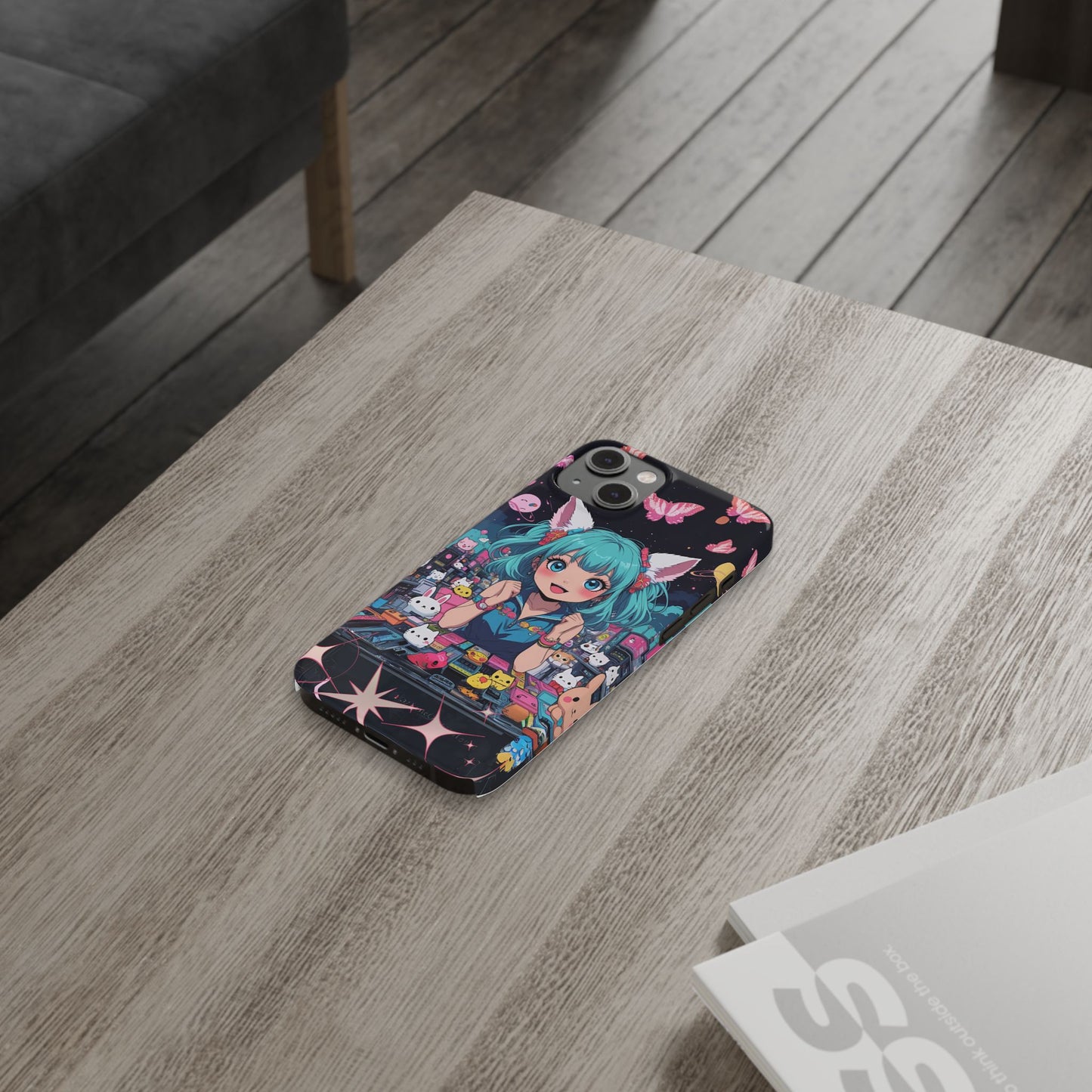 Y2K Anime Girl Slim Phone Case, Kawaii Vaporwave Style, Cute Maximalist Aesthetic, Anime Design, Slim Protection, Aesthetic Accessory