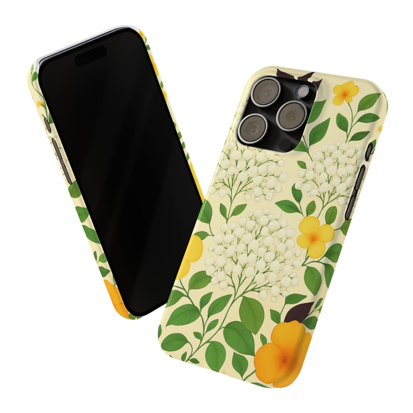Delicate Floral Print Phone Case, Autumn Botanical Slim Phone Case, Aesthetic Flower Phone Cover Compatible with iPhone, Galaxy, Google