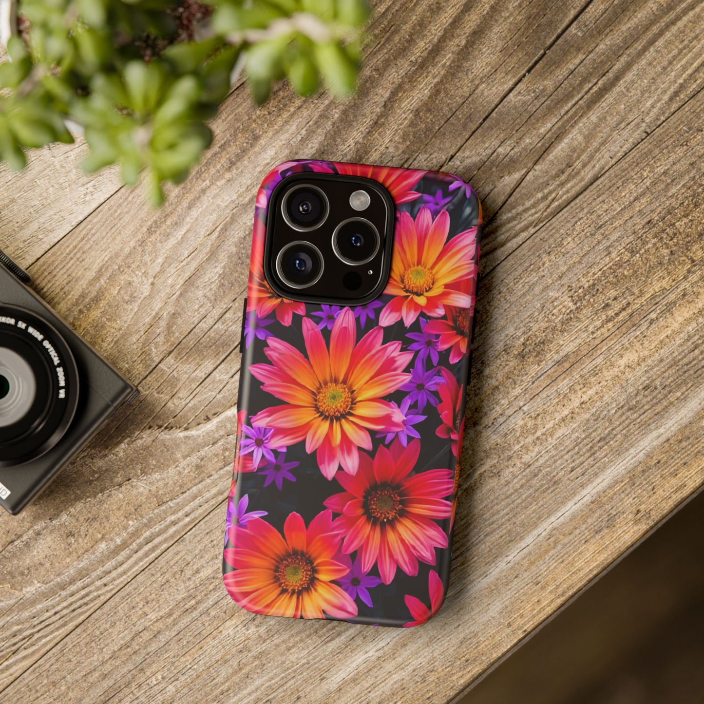 Bold Garden Flower Tough Phone Case - Colorful Floral Print, Bright Botanical Aesthetic, Compatible with iPhone, Galaxy, and Google Phones