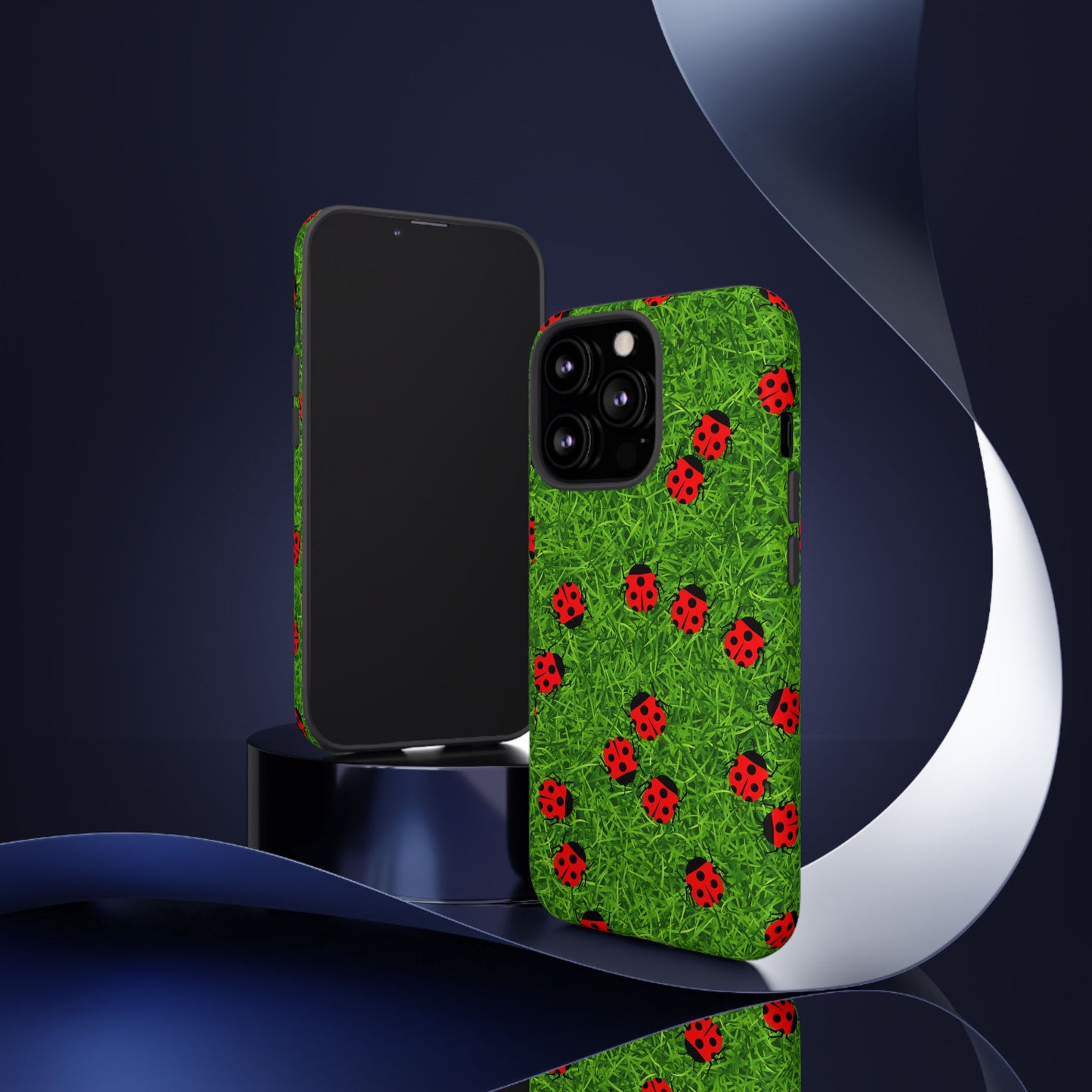 Ladybug Tough Phone Case - Cute Insect Aesthetic, Nature Pattern Art Design, Compatible with iPhone, Galaxy, and Google Phones