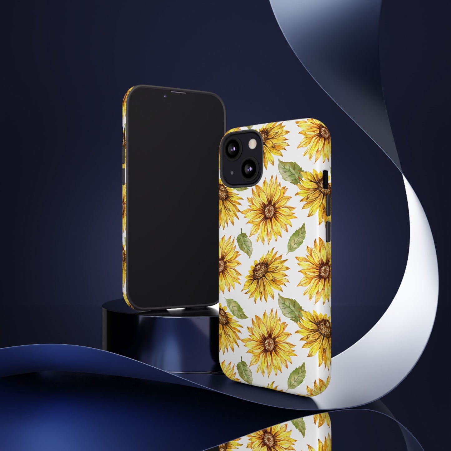 Sunflower Floral Tough Phone Case - Watercolor Botanical Print, Bright Nature Aesthetic, Compatible with iPhone, Galaxy, and Google Phones