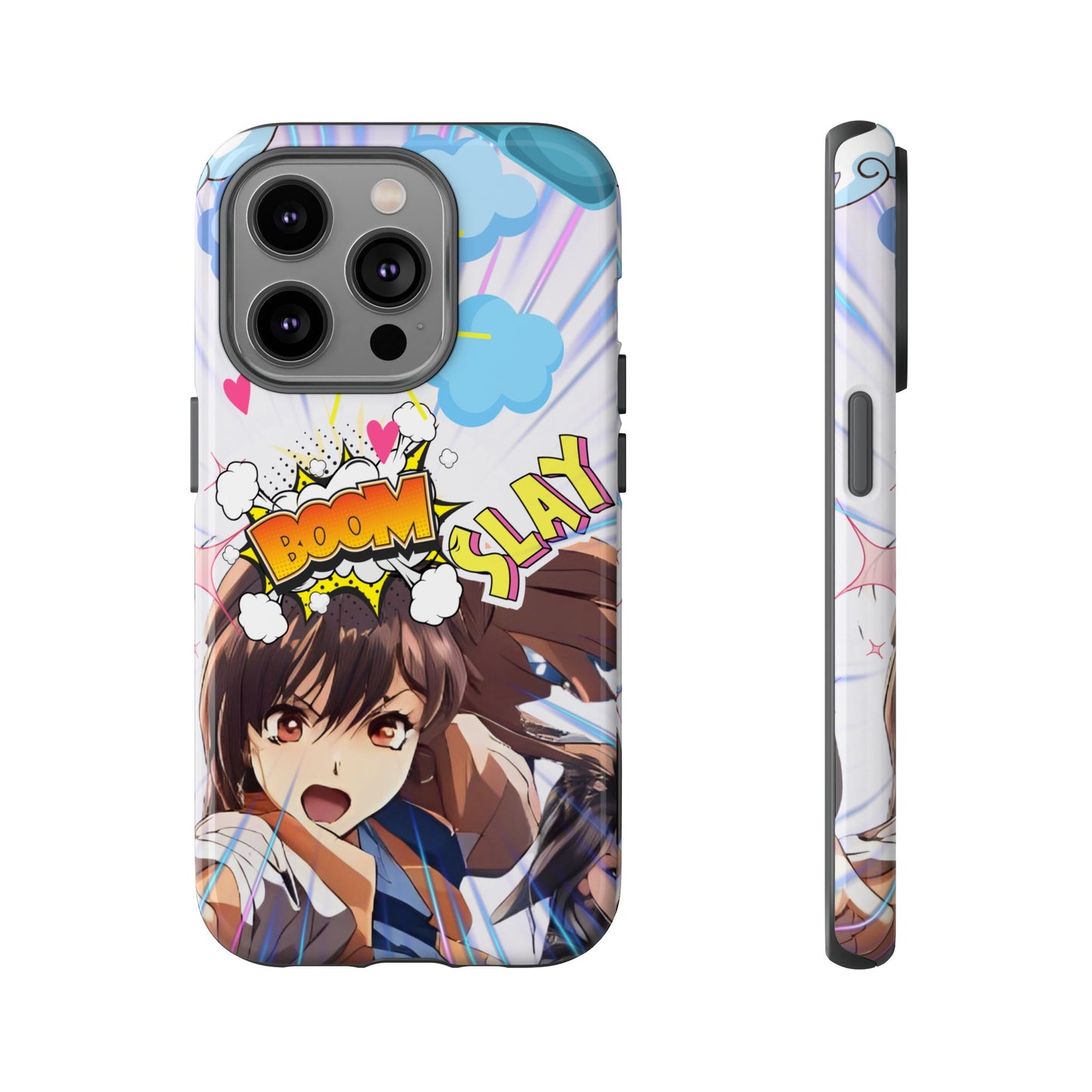 Anime Warrior Girl Tough Phone Case, Japanese Action Anime Aesthetic, Bold Heroine Design, Compatible with iPhone, Galaxy, and Google Phones