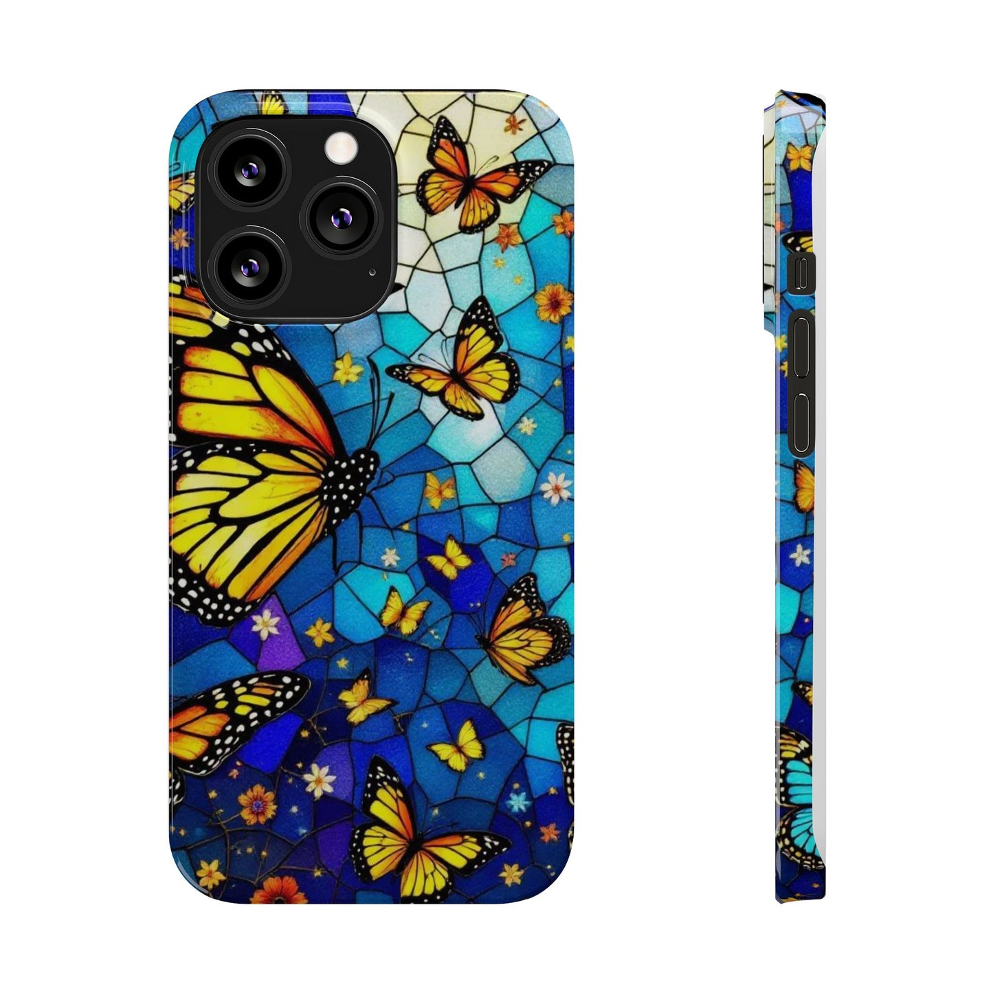 Butterfly Garden Slim Phone Case - Colorful Floral Design, Gift for Nature Lovers, Birthday Surprise, Eco-Friendly, Summer Vibes