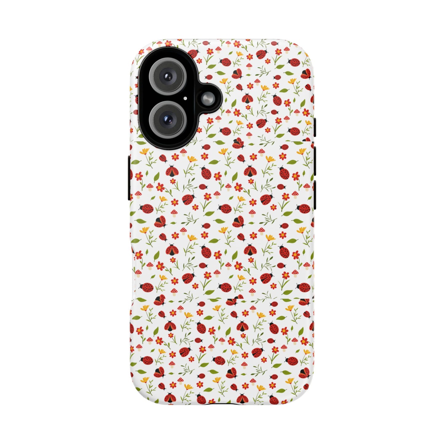 Ladybug Tough Phone Case - Cute Insect Aesthetic, Nature-Inspired Pattern Art, Compatible with iPhone, Galaxy, and Google Phones