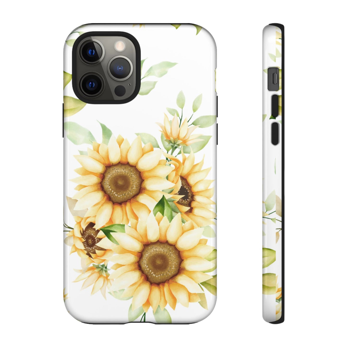Sunflower Floral Tough Phone Case - Watercolor Botanical Art, Bright Nature Aesthetic, Compatible with iPhone, Galaxy, and Google Phones