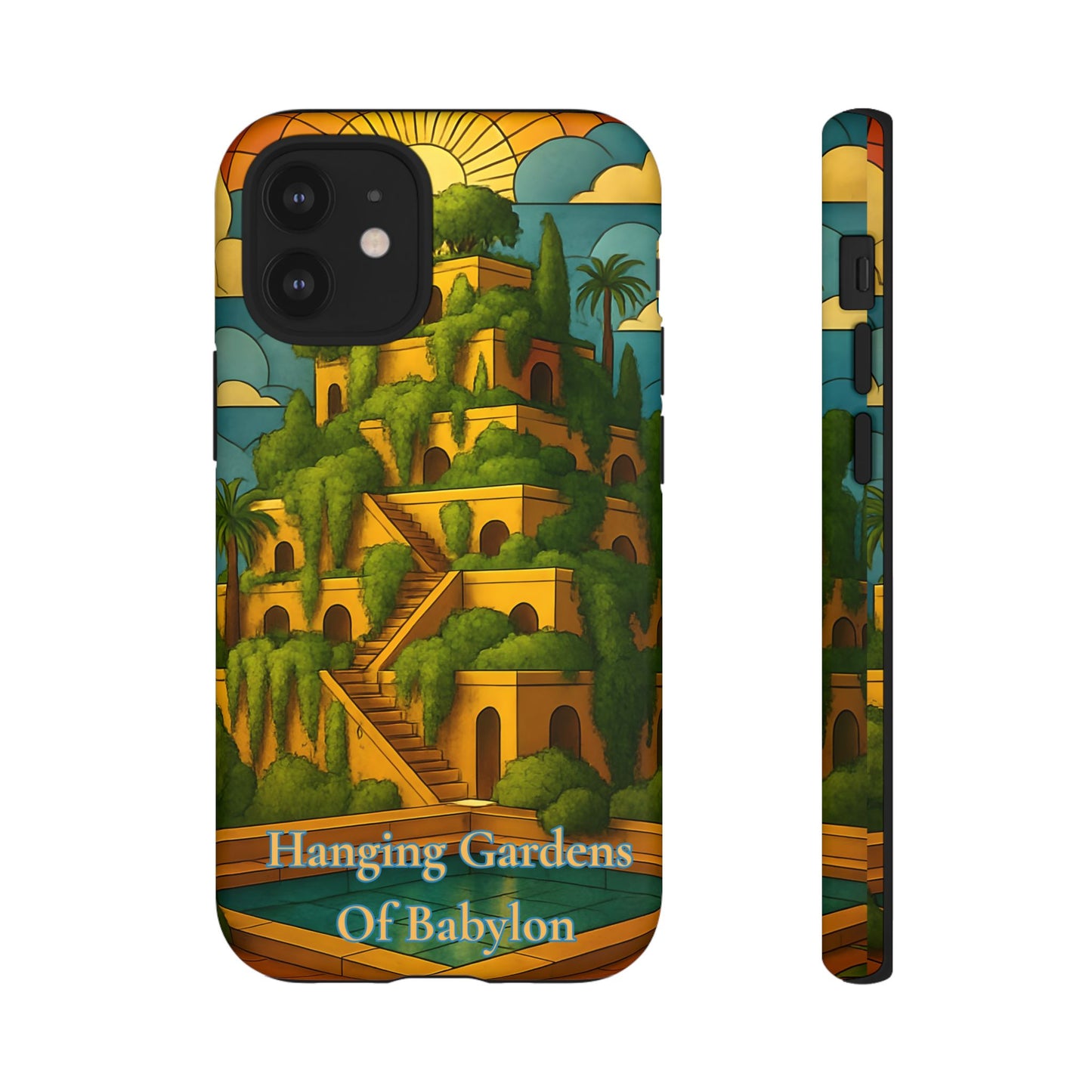 Hanging Gardens of Babylon Tough Phone Case Ancient World Wonder Art, Mythical Historic Aesthetic Compatible with iPhone, Galaxy, and Google