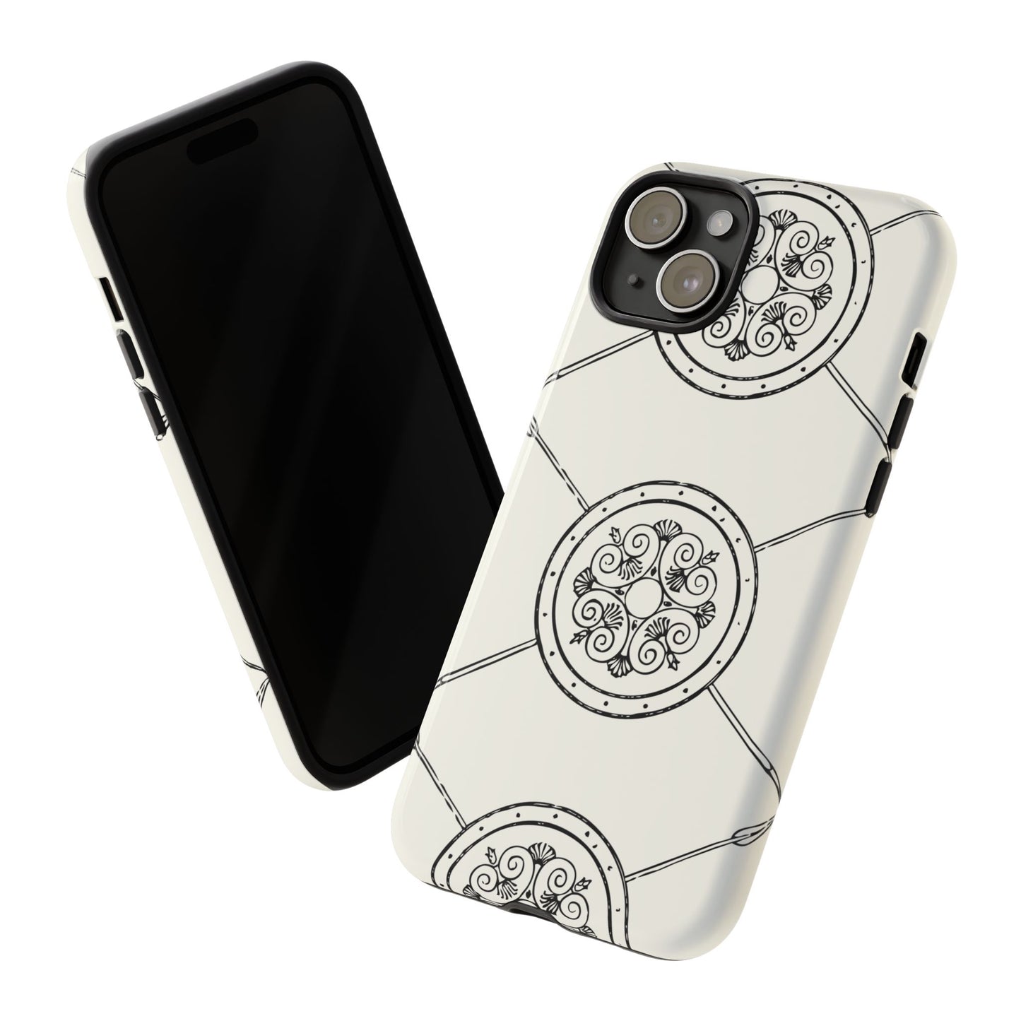 Tough Case Celtic Pattern White and Black Design Phone Cover Compatible with iPhone 17, 16, 15, 14, 13, Galaxy, Google, Irish Heritage Art
