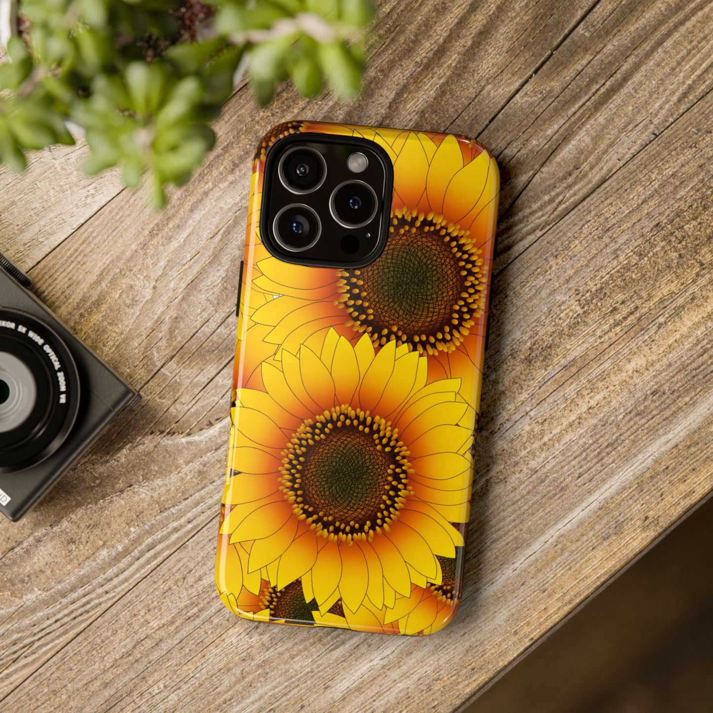 Sunflower Aesthetic Tough Phone Case - Bright Floral Art, Bold Yellow Sunflower Design, Compatible with iPhone, Galaxy, and Google Phones