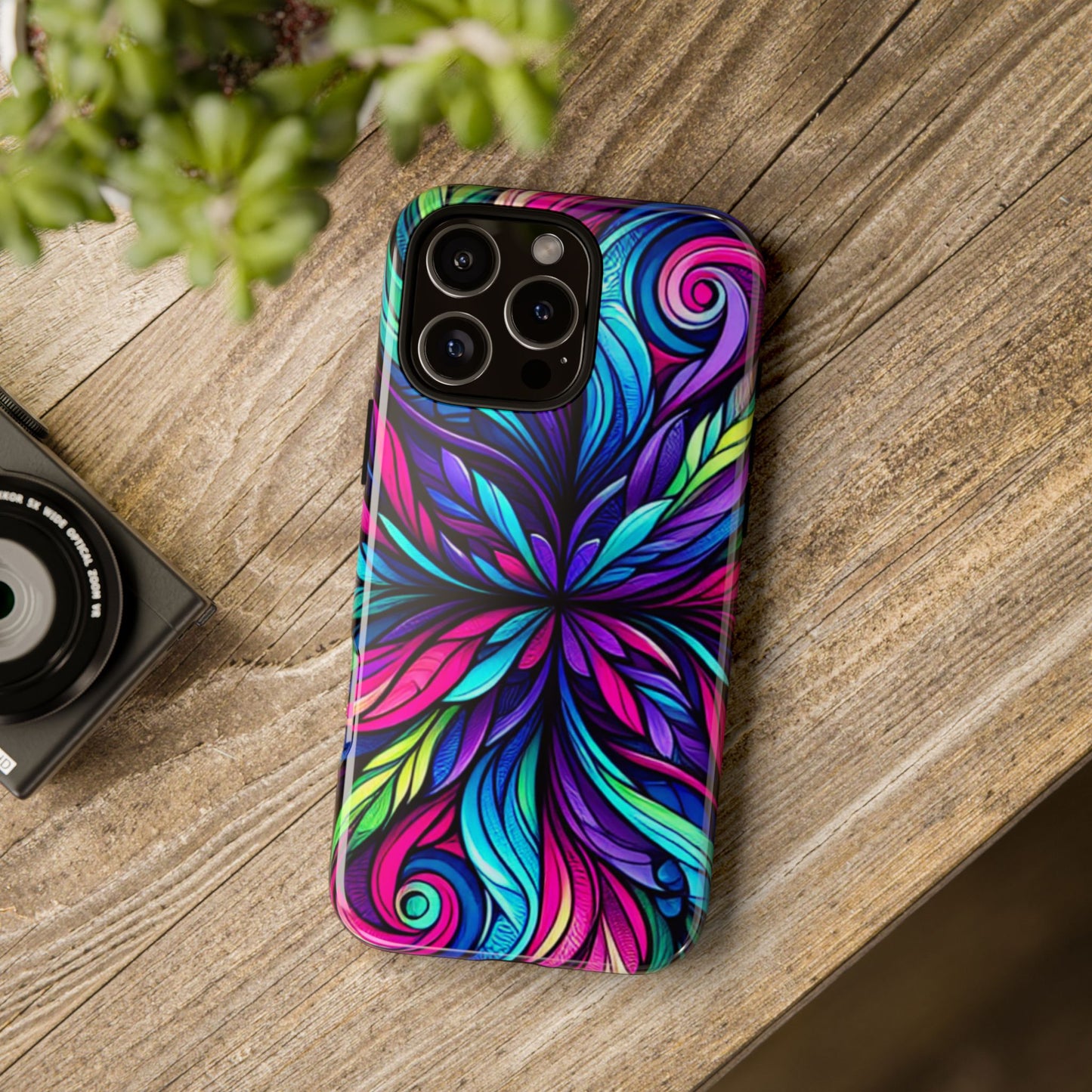 Colorful Kaleidoscope Stained Glass Phone Case - Tough Protective Gift for Her, fits iPhone 16 plus pro max 15 14 13 12 11 X Samsung, Pixel