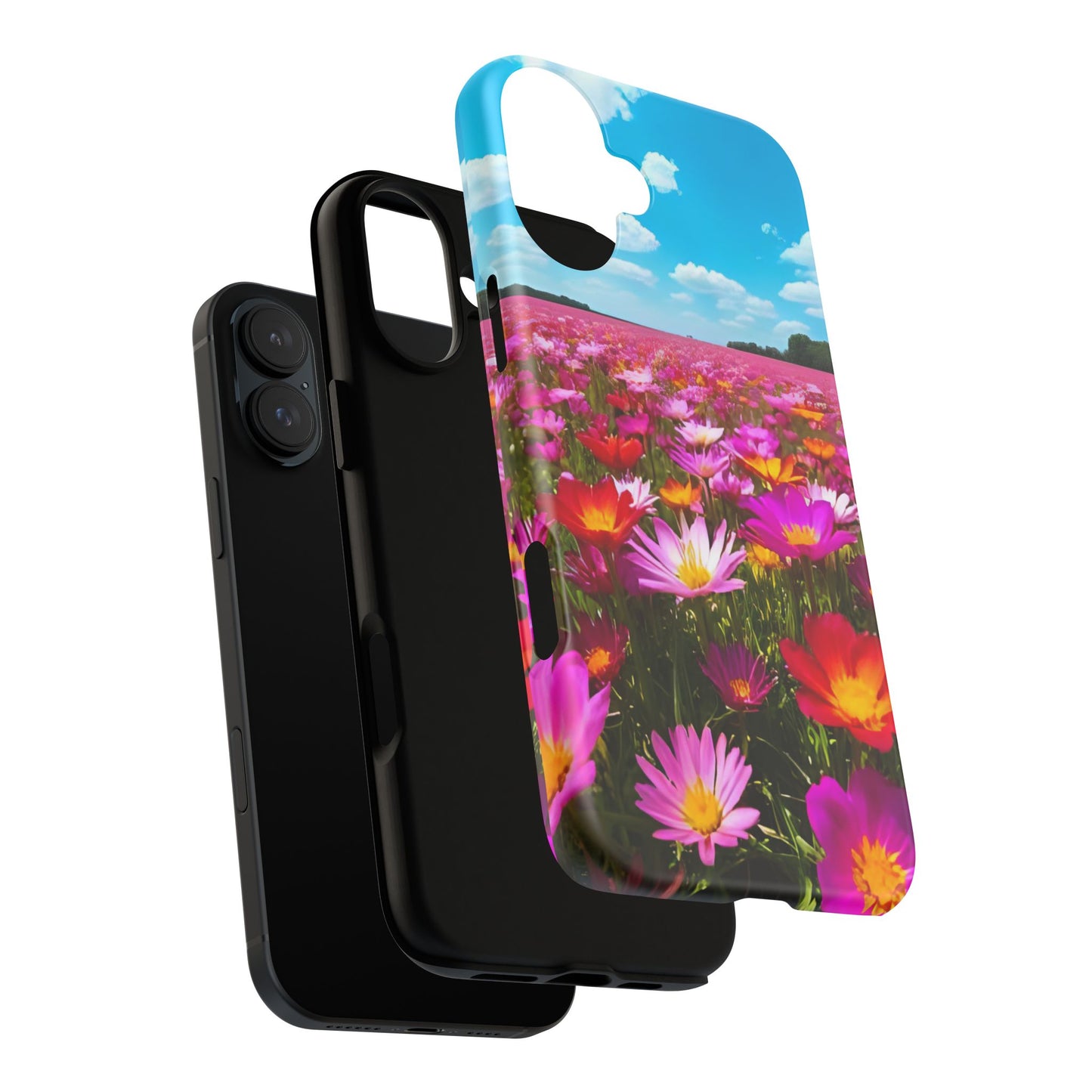 Flower Field Tough Phone Case - Wildflower Meadow Print, Colorful Nature Aesthetic, Compatible with iPhone, Galaxy, and Google Phones