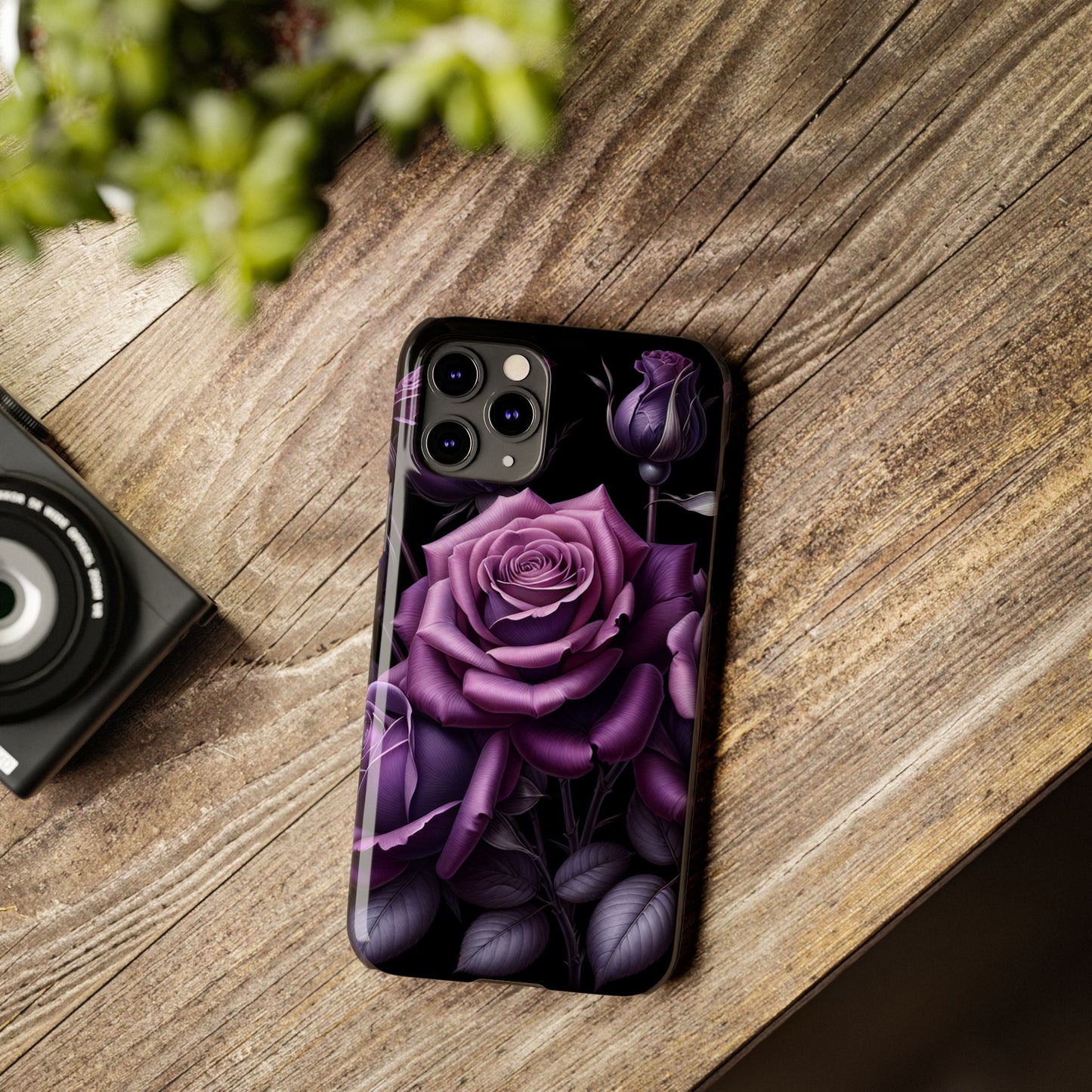 Purple Rose Slim Phone Cases, Floral Phone Cover, Elegant Smartphone Case, Gift for Her, Mother's Day Accessories
