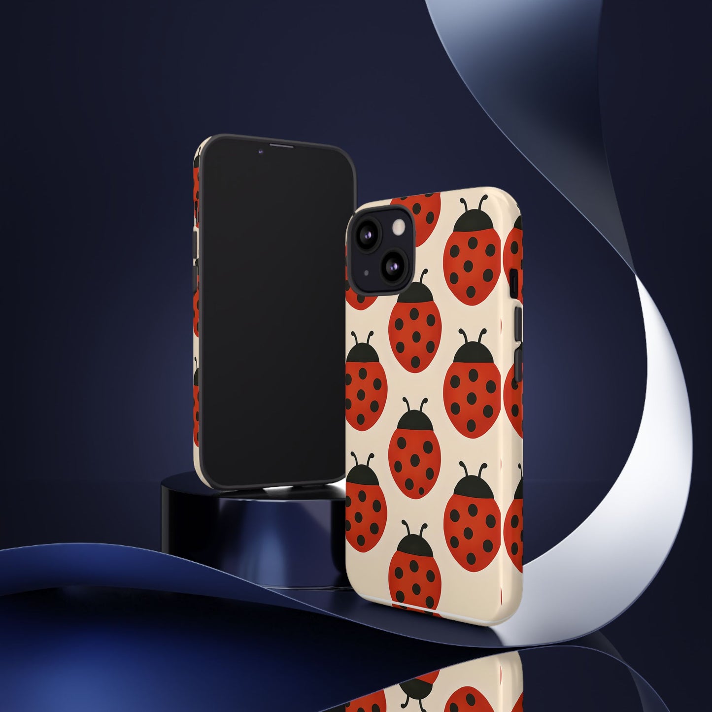 Cute Ladybug Tough Phone Case - Red and Black Insect Pattern, Nature-Inspired Design, Compatible with iPhone, Galaxy, and Google Phones